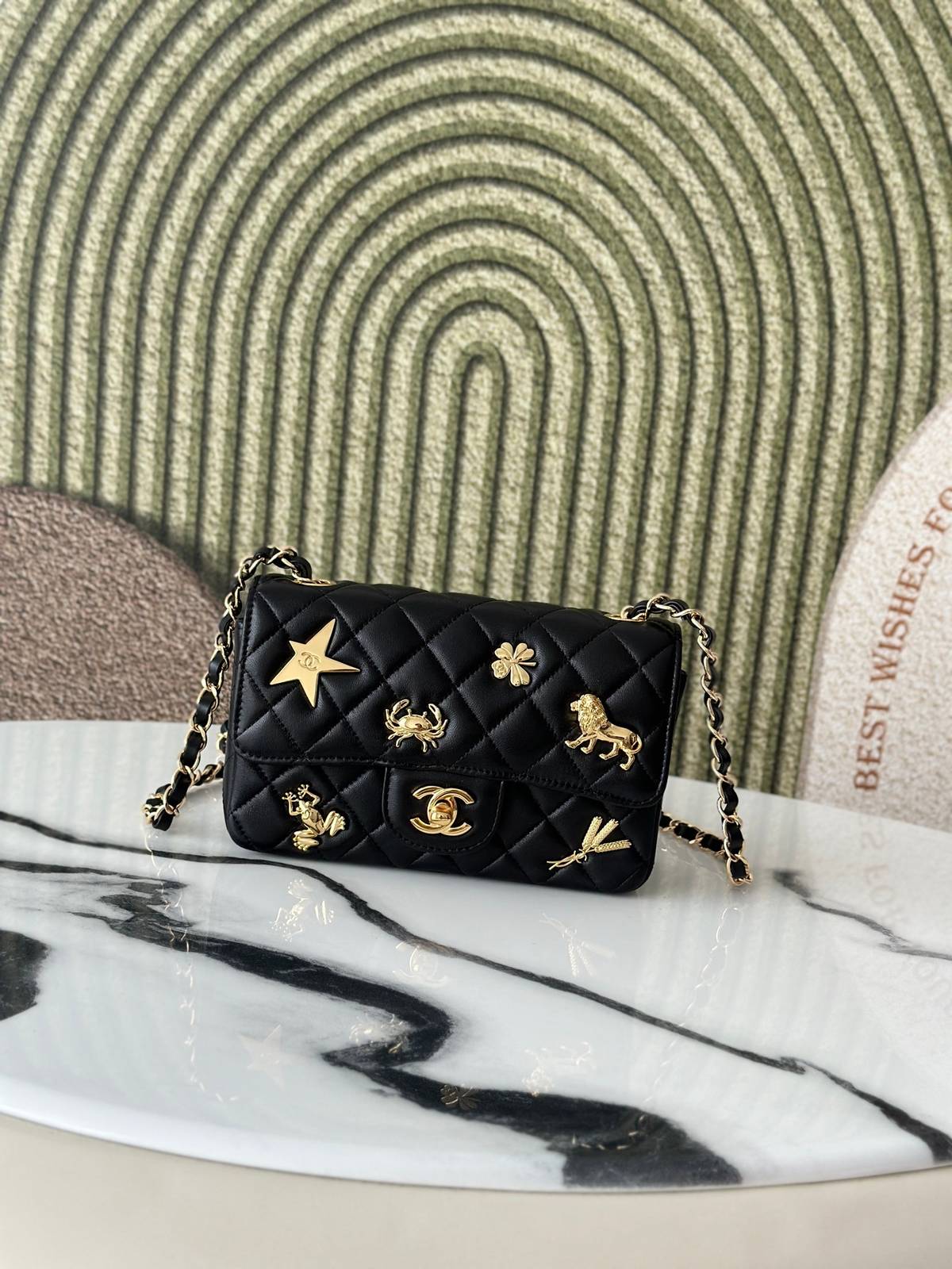 シャネル CHANEL マトラッセ ラムスキン チェーンショルダーバッグ ブラック ゴールド金具 2WAY - 画像 10