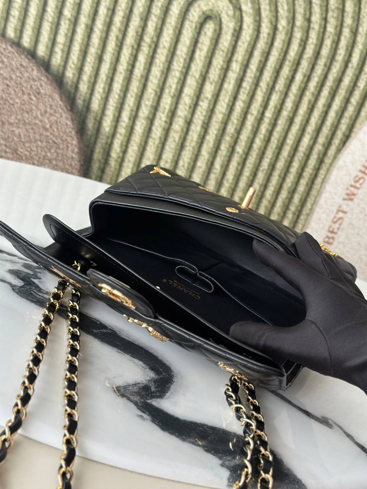 シャネル CHANEL マトラッセ ラムスキン チェーンショルダーバッグ ゴールド金具 ブラック マルチカラー - 画像 3
