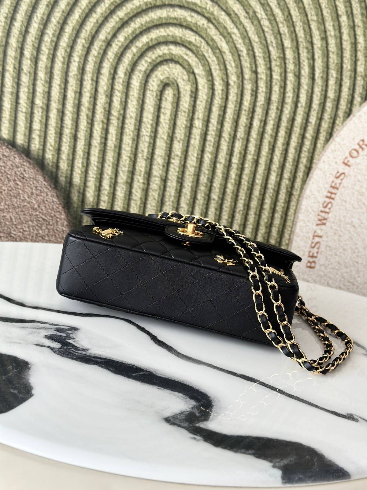 シャネル CHANEL マトラッセ ラムスキン チェーンショルダーバッグ ゴールド金具 ブラック マルチカラー - 画像 6