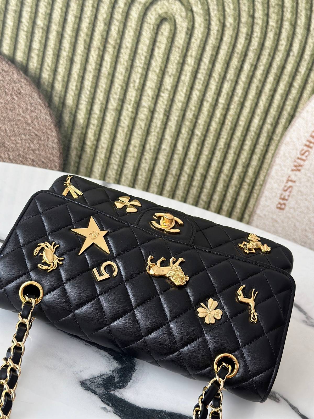 シャネル CHANEL マトラッセ ラムスキン チェーンショルダーバッグ ゴールド金具 ブラック マルチカラー - 画像 7