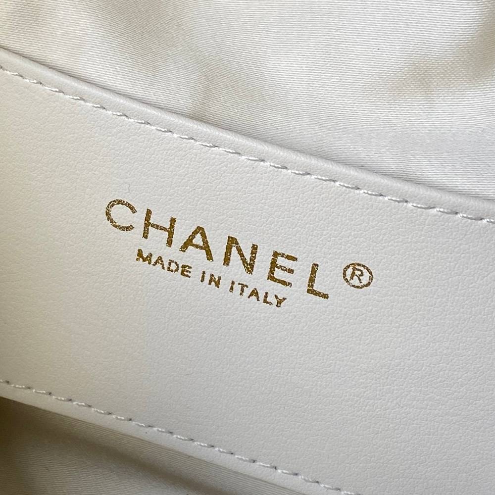 シャネル CHANEL マトラッセ ラムスキン ハンドバッグ ブラック ホワイト ゴールド金具 ファスナー開閉 - 画像 3