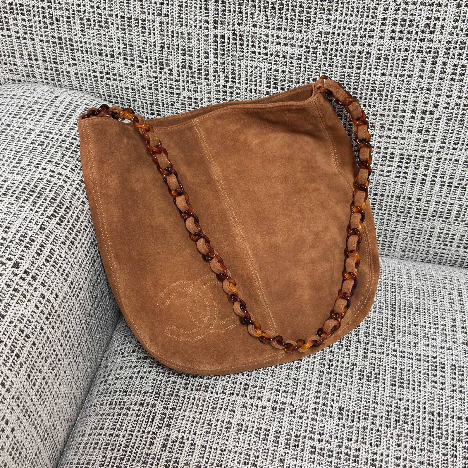 シャネル CHANEL マトラッセ ラムスキン チェーンショルダーバッグ ブラック ベージュ ブラウン ヴィンテージ ゴ - 画像 10