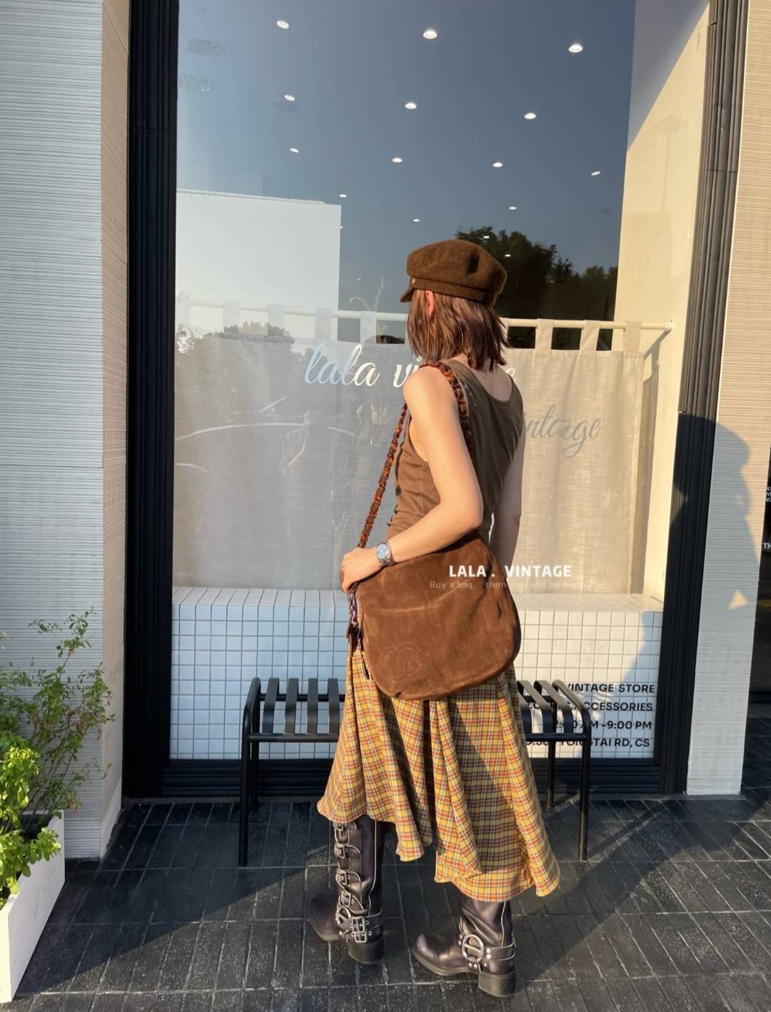 シャネル CHANEL マトラッセ ラムスキン チェーンショルダーバッグ ブラック ベージュ ブラウン ヴィンテージ ゴ - 画像 15