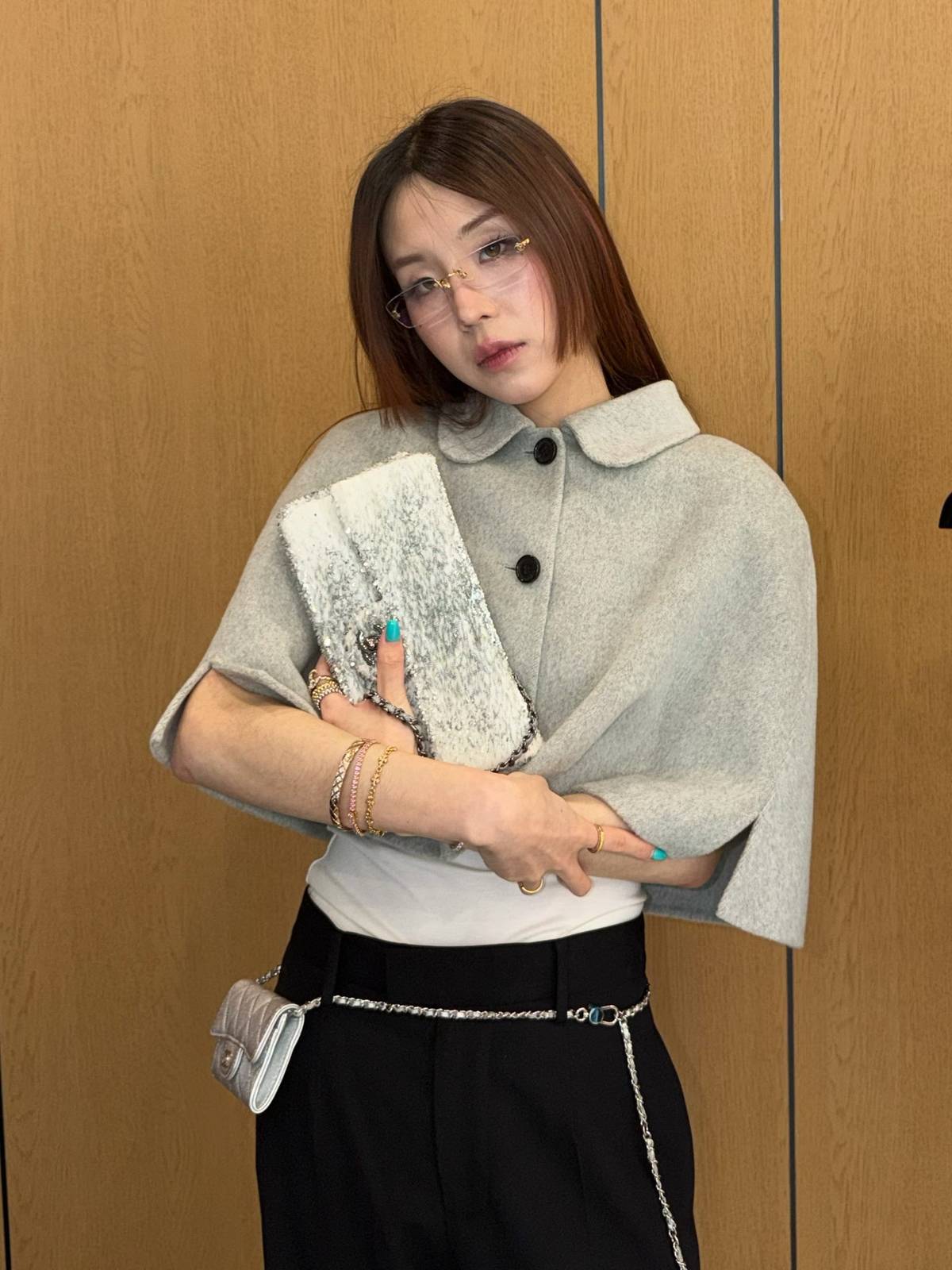 シャネル CHANEL 2424 キャビアスキン チェーンウォレット ブラック ブラック金具 ターンロック ミラー付き - 画像 13