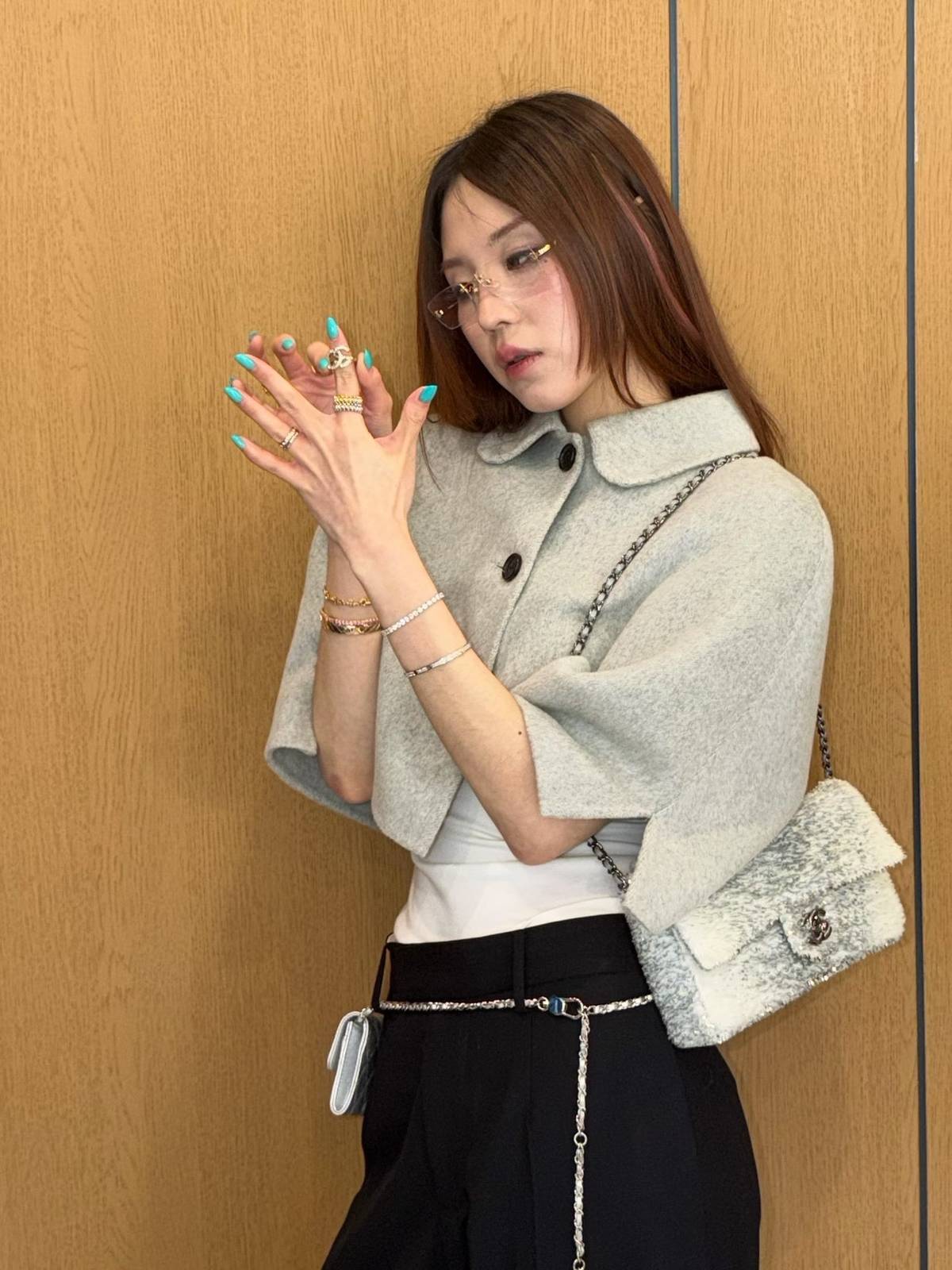 シャネル CHANEL 2424 キャビアスキン チェーンウォレット ブラック ブラック金具 ターンロック ミラー付き - 画像 15