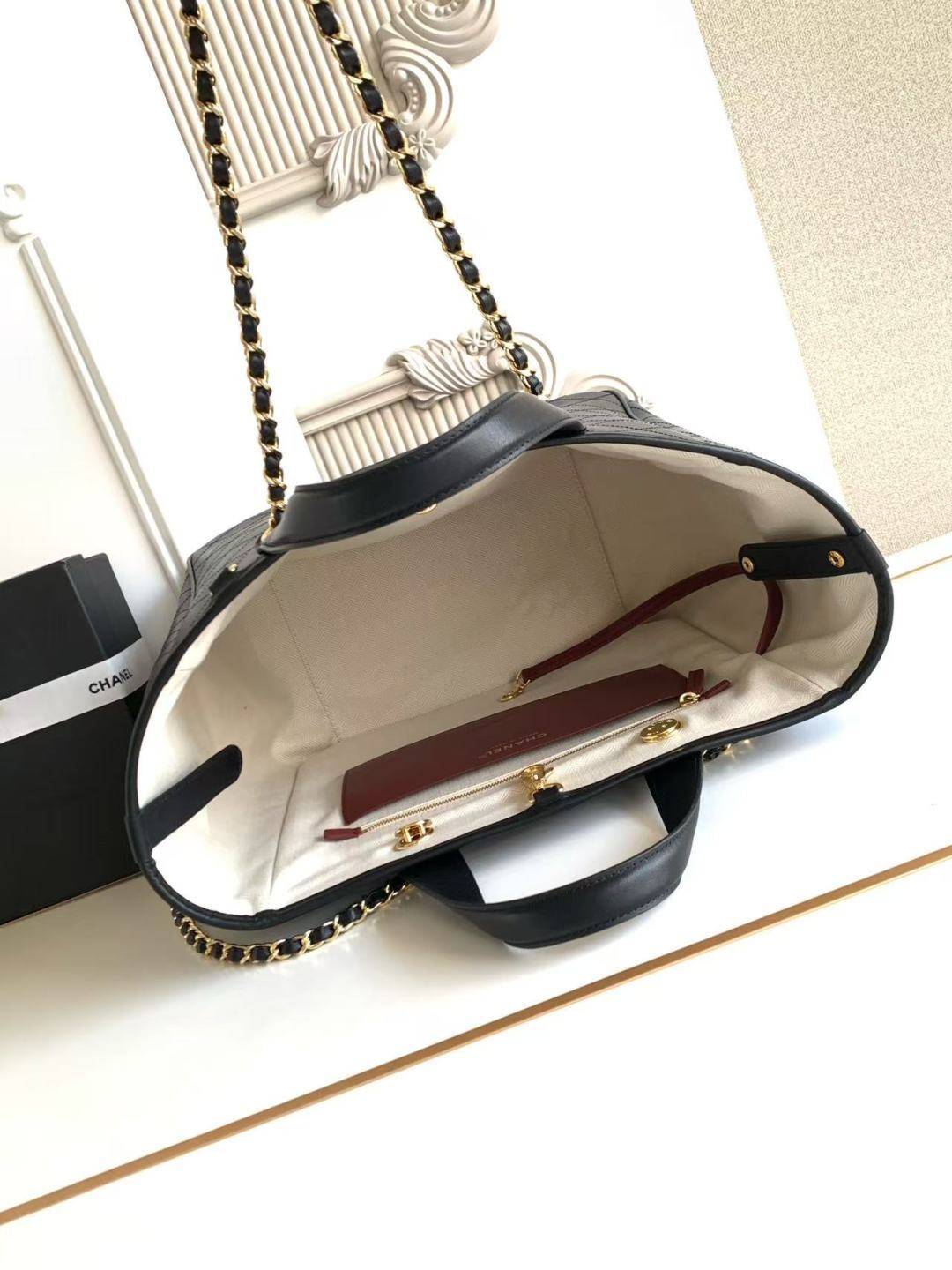 シャネル CHANEL マトラッセ チェーンショルダーバッグ キャビアスキン ゴールド金具 レディース ブラック レッド - 画像 5
