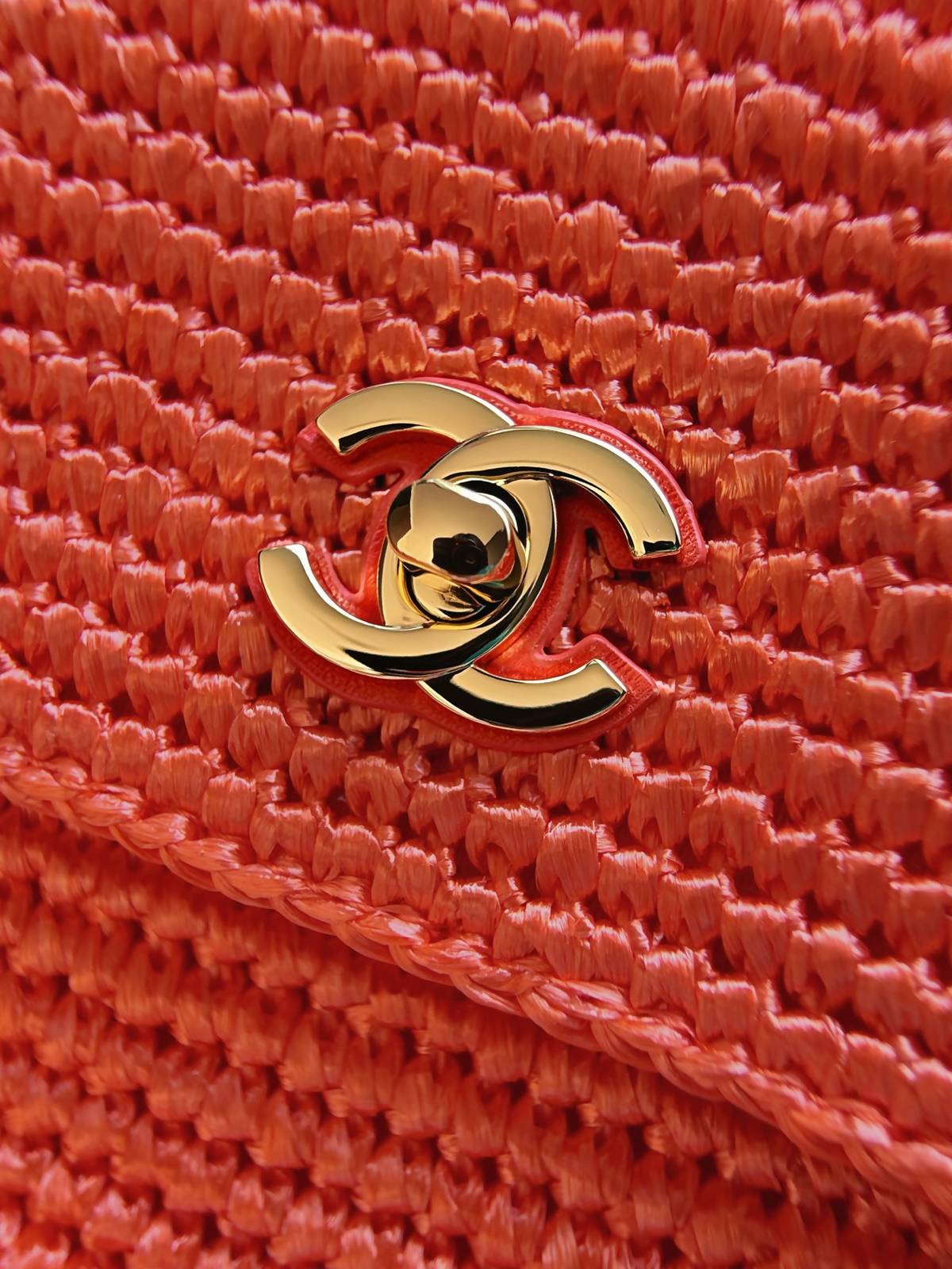 シャネル CHANEL マトラッセ フラップバッグ ラフィア素材 ゴールド金具 ショルダーバッグ レディース レッド ブ - 画像 6