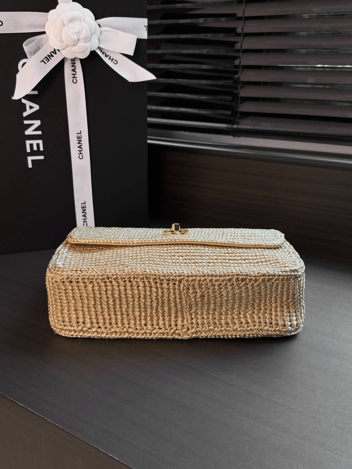 シャネル CHANEL マトラッセ フラップバッグ ラフィア素材 ゴールド金具 ショルダーバッグ レディース レッド ブ - 画像 16