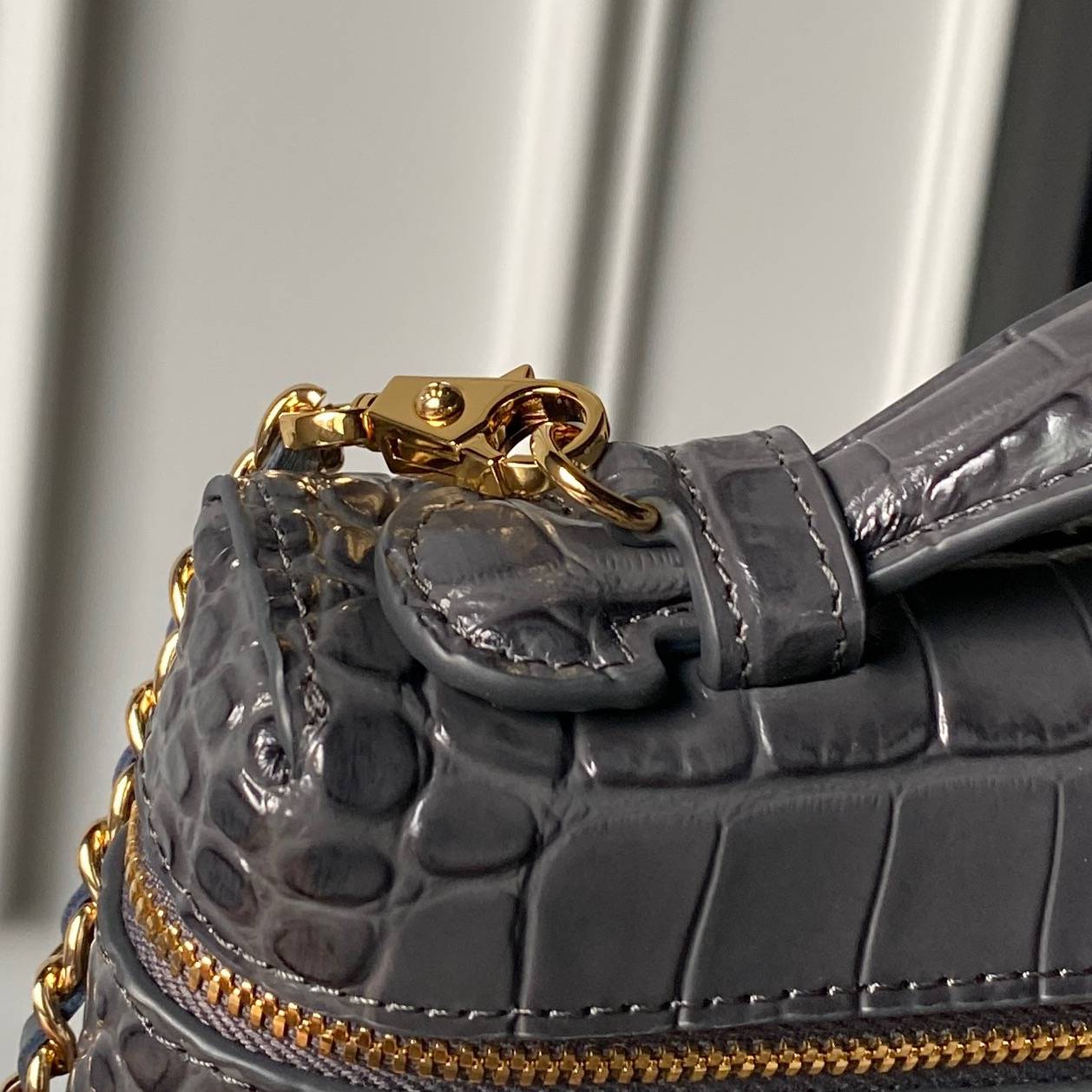 シャネル CHANEL キャビアスキン マトラッセ バニティバッグ ゴールド金具 レザー編み込みチェーン ショルダーバッ - 画像 7