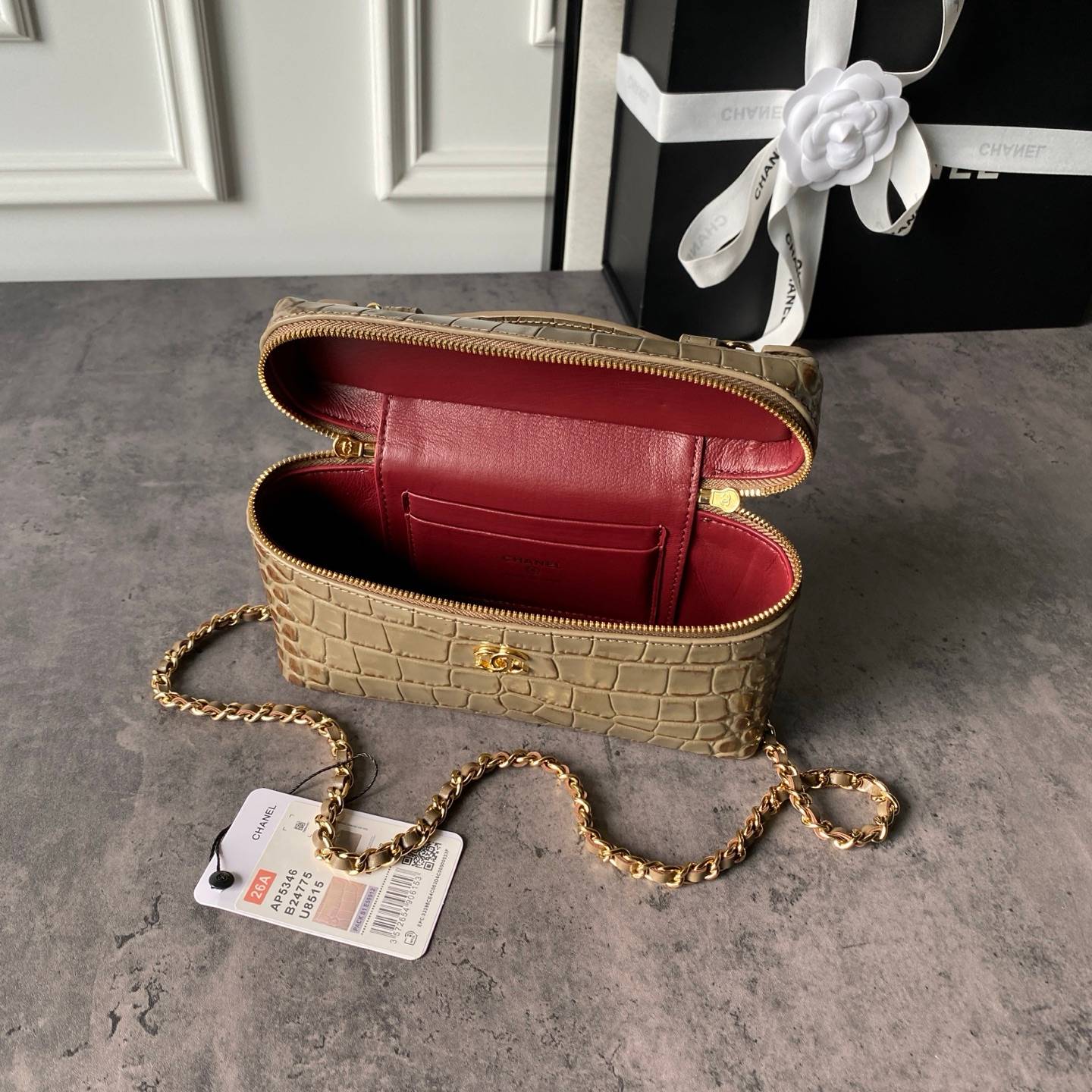 シャネル CHANEL キャビアスキン マトラッセ バニティバッグ ゴールド金具 レザー編み込みチェーン ショルダーバッ - 画像 12