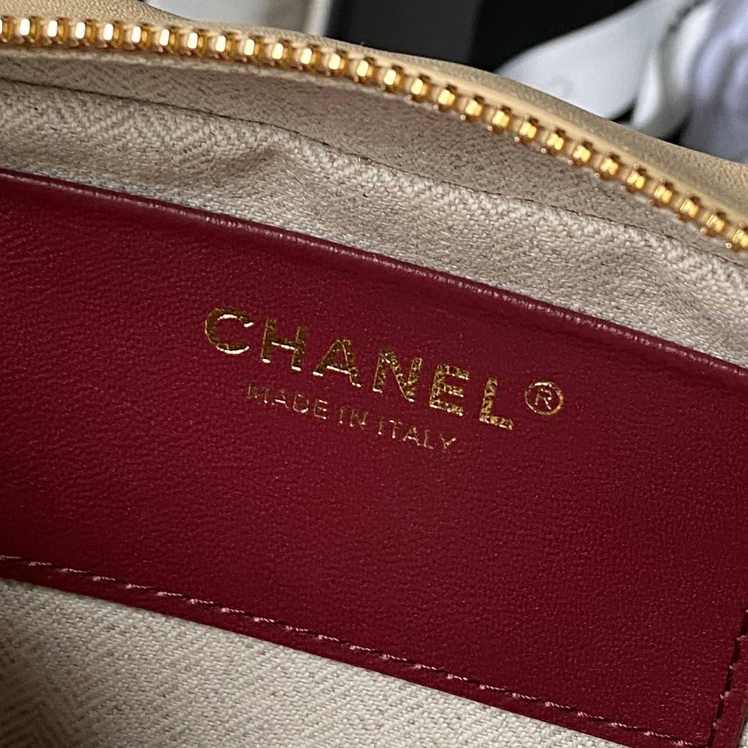 シャネル CHANEL マトラッセ ラムスキン チェーンショルダーバッグ ゴールド金具 ブラック ベージュ レディース - 画像 4