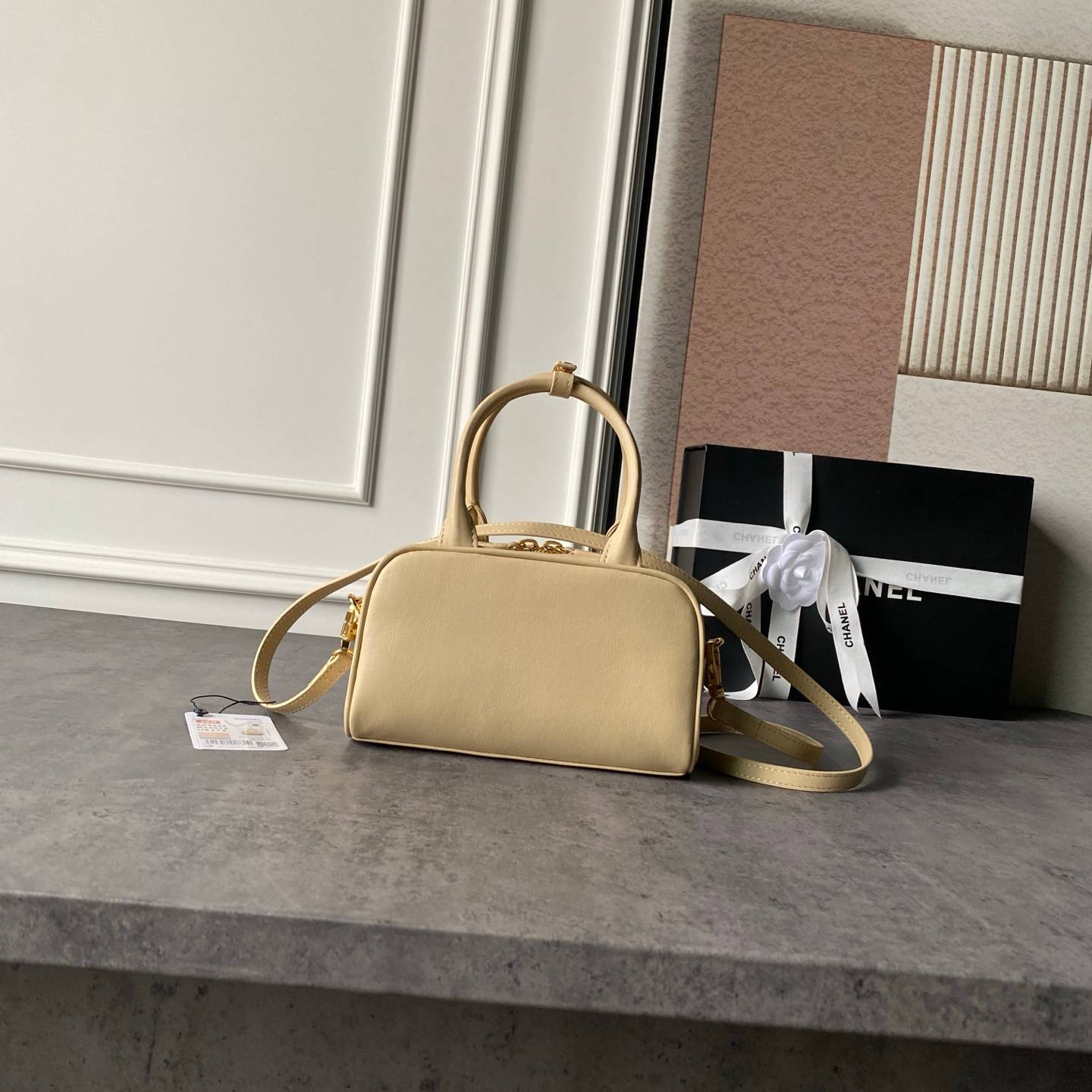 シャネル CHANEL マトラッセ ラムスキン チェーンショルダーバッグ ゴールド金具 ブラック ベージュ レディース - 画像 9