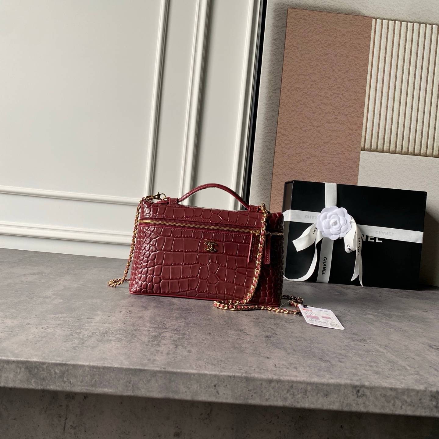 シャネル CHANEL マトラッセ チェーンショルダーバッグ キャビアスキン ヴァニティ バッグ ブラック ホワイト ベ - 画像 19
