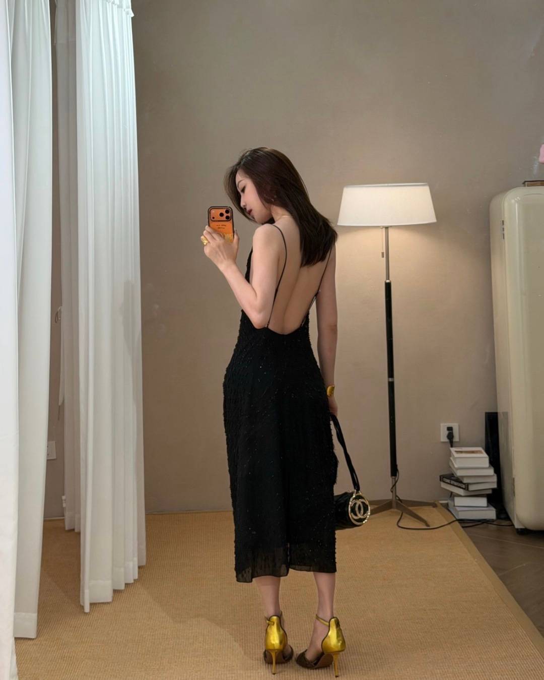 シャネル CHANEL ベロア タッセル付き チェーンショルダーバッグ ブラック ゴールド金具 レディース - 画像 12