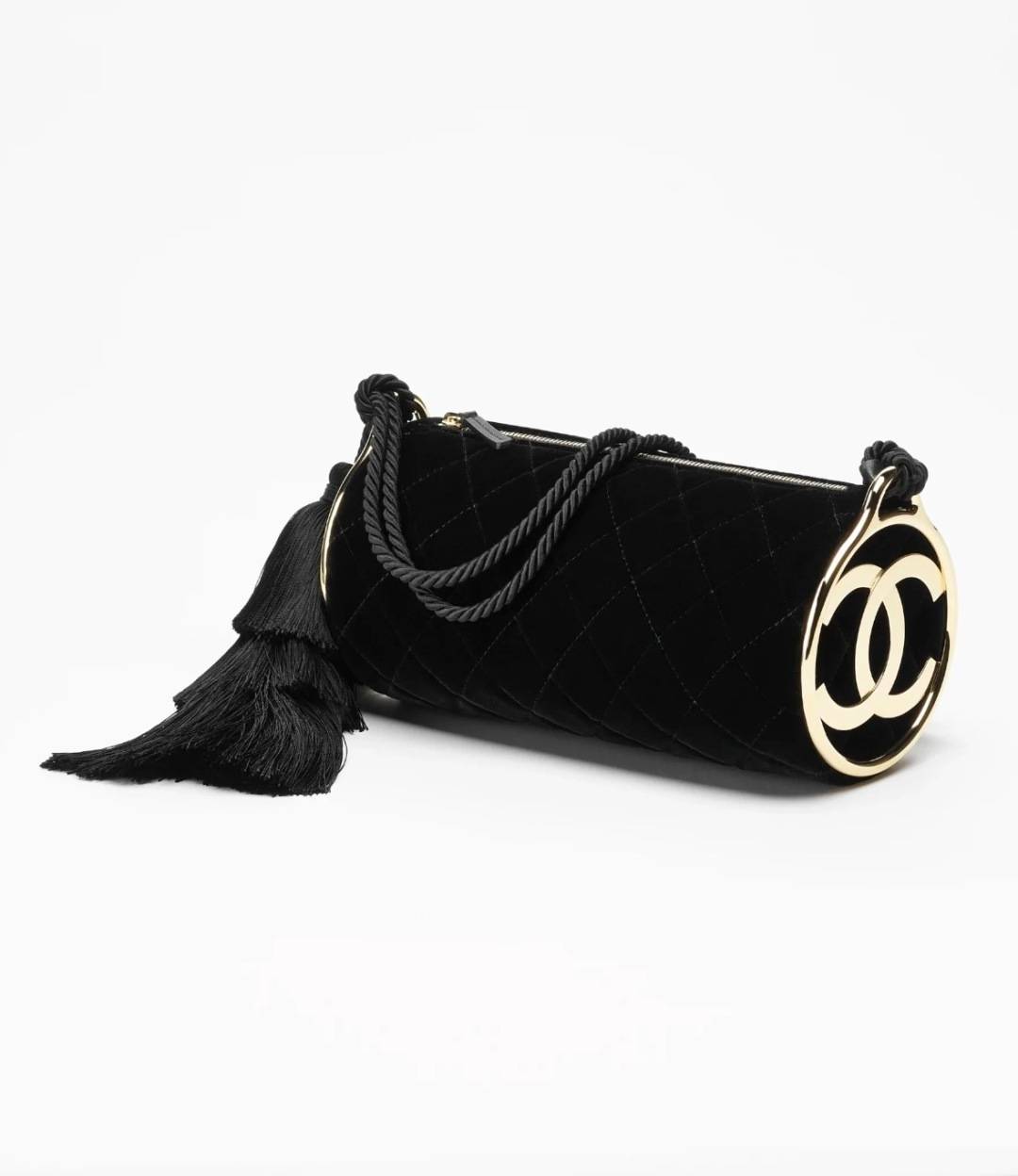 シャネル CHANEL ベロア タッセル付き チェーンショルダーバッグ ブラック ゴールド金具 レディース - 画像 15