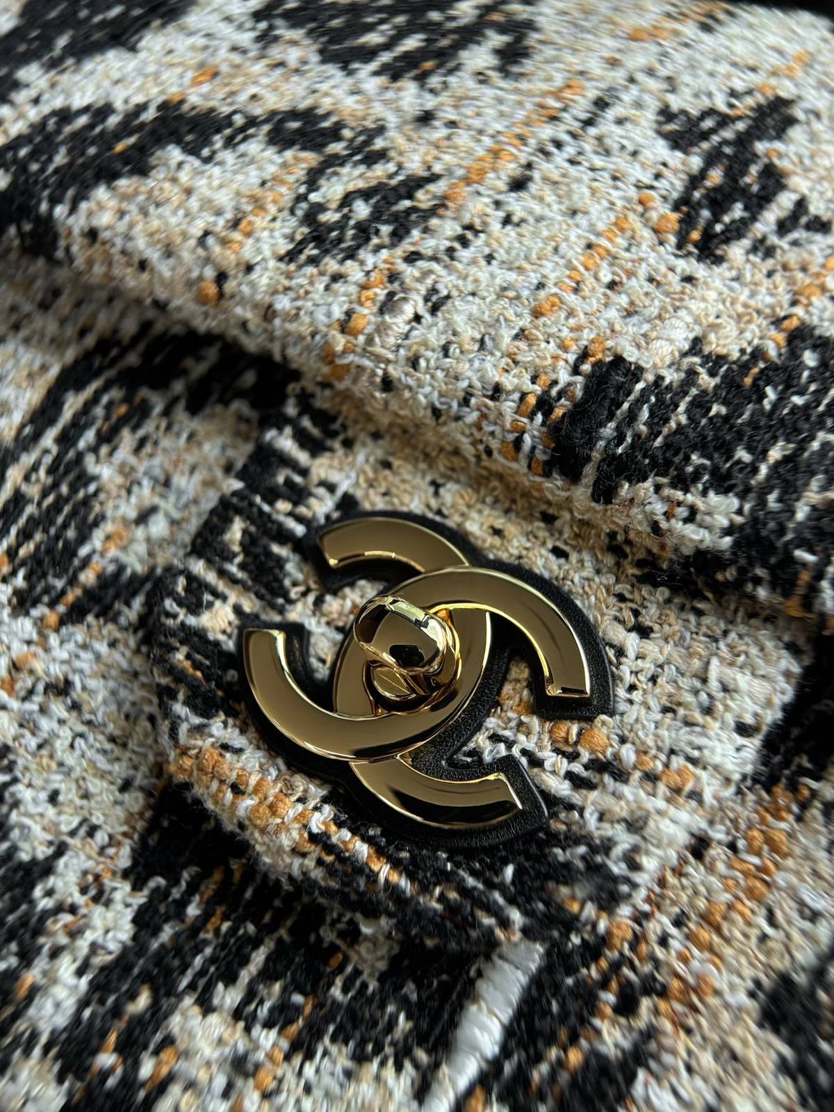 シャネル CHANEL マトラッセ ツイード レオパード フラップバッグ チェーンショルダー ゴールド金具 ブラック レ - 画像 6