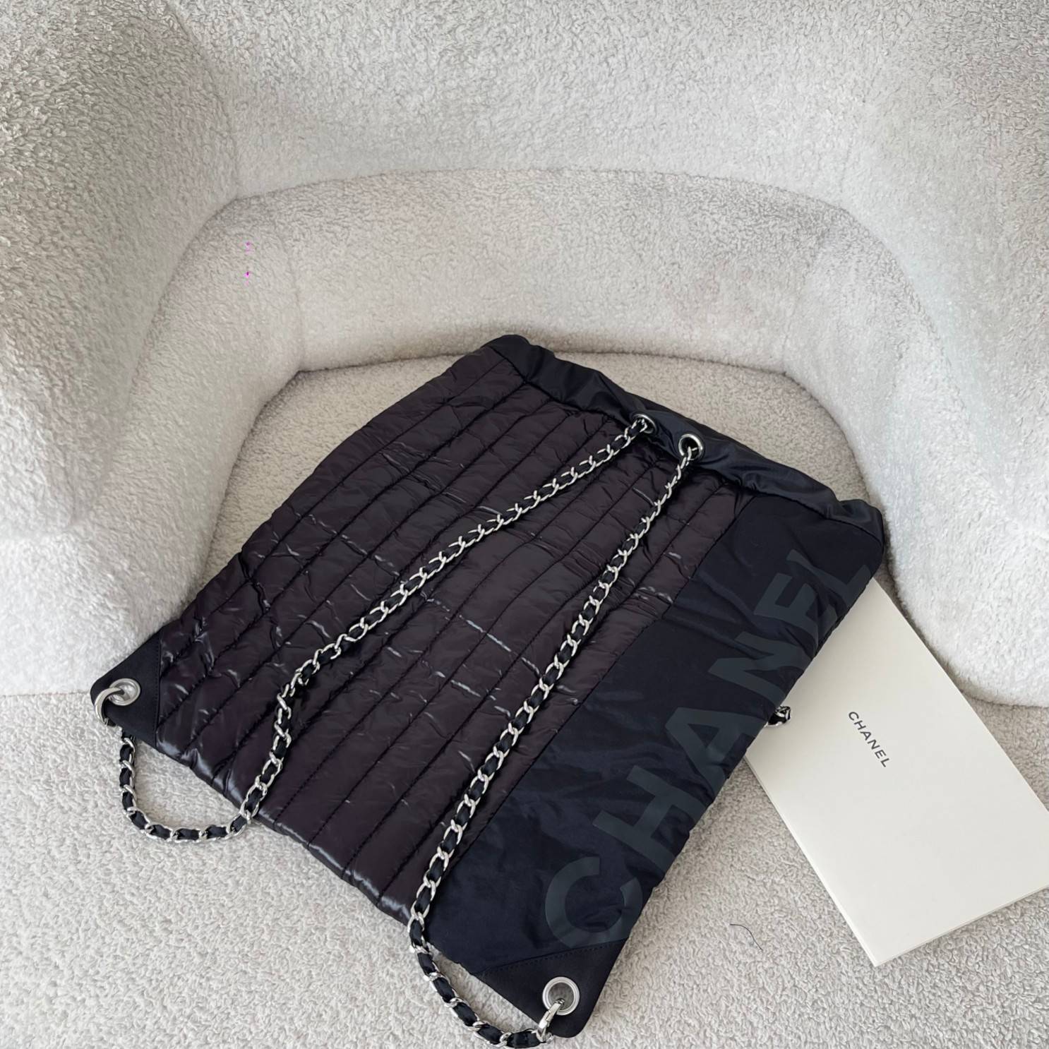 シャネル CHANEL マトラッセ リュック バックパック ブラック ゴールド金具 ファスナー開閉 レザー編み込みチェー - 画像 15