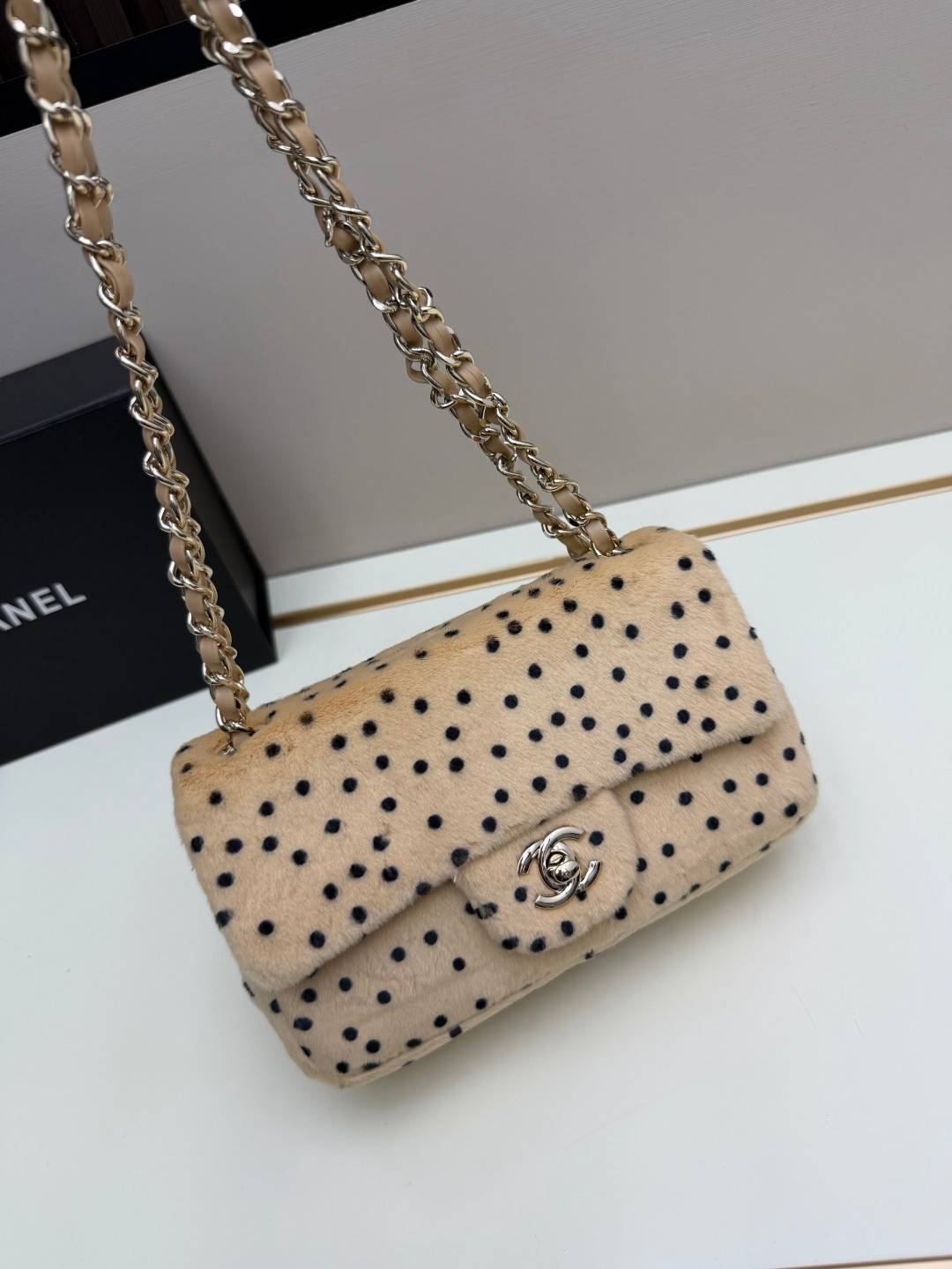 シャネル 071 マトラッセ ボーダーレザー チェーンショルダーバッグ レディース ブラック金具 ミュールレザー - 画像 7