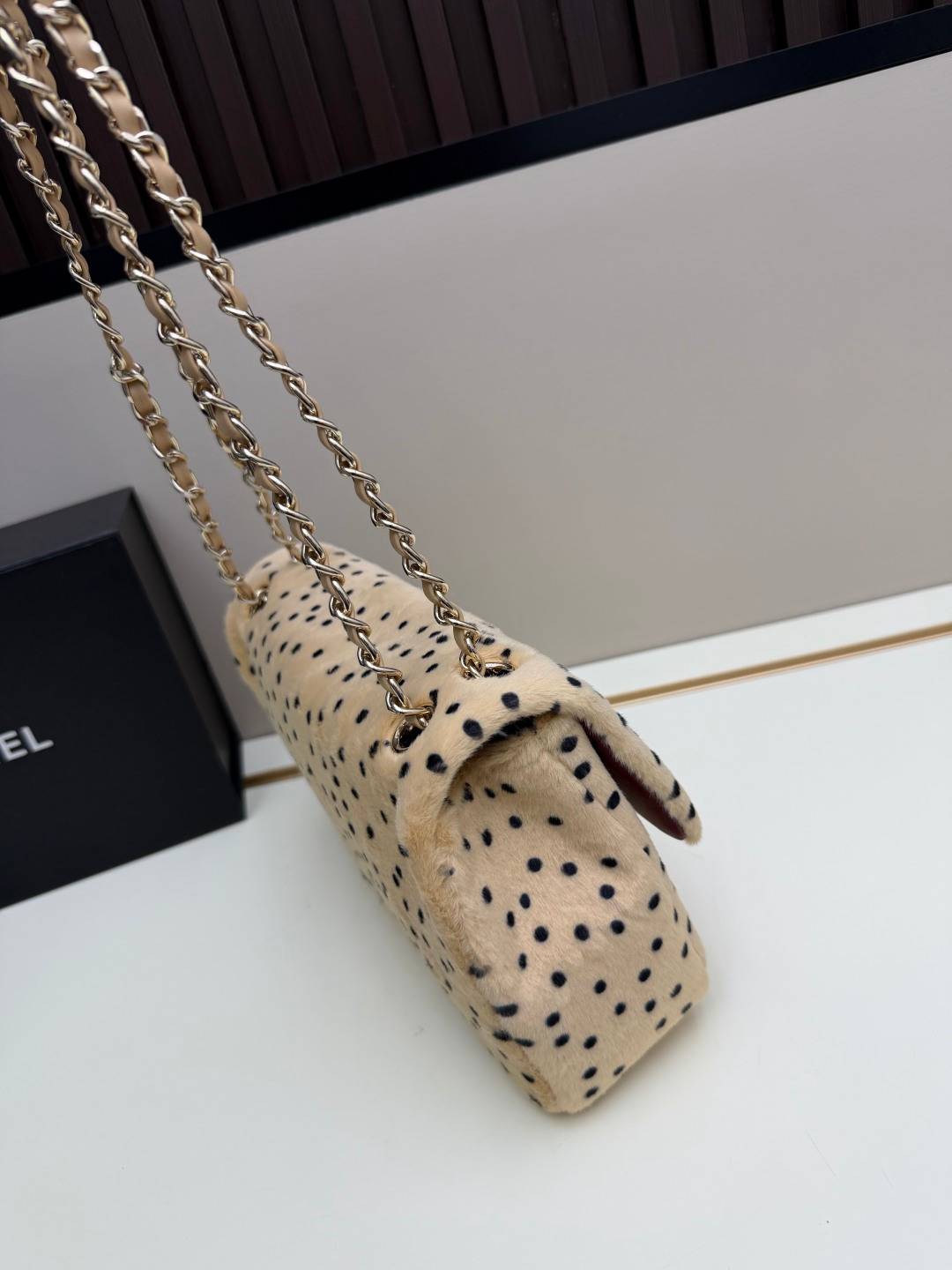 シャネル 071 マトラッセ ボーダーレザー チェーンショルダーバッグ レディース ブラック金具 ミュールレザー - 画像 15