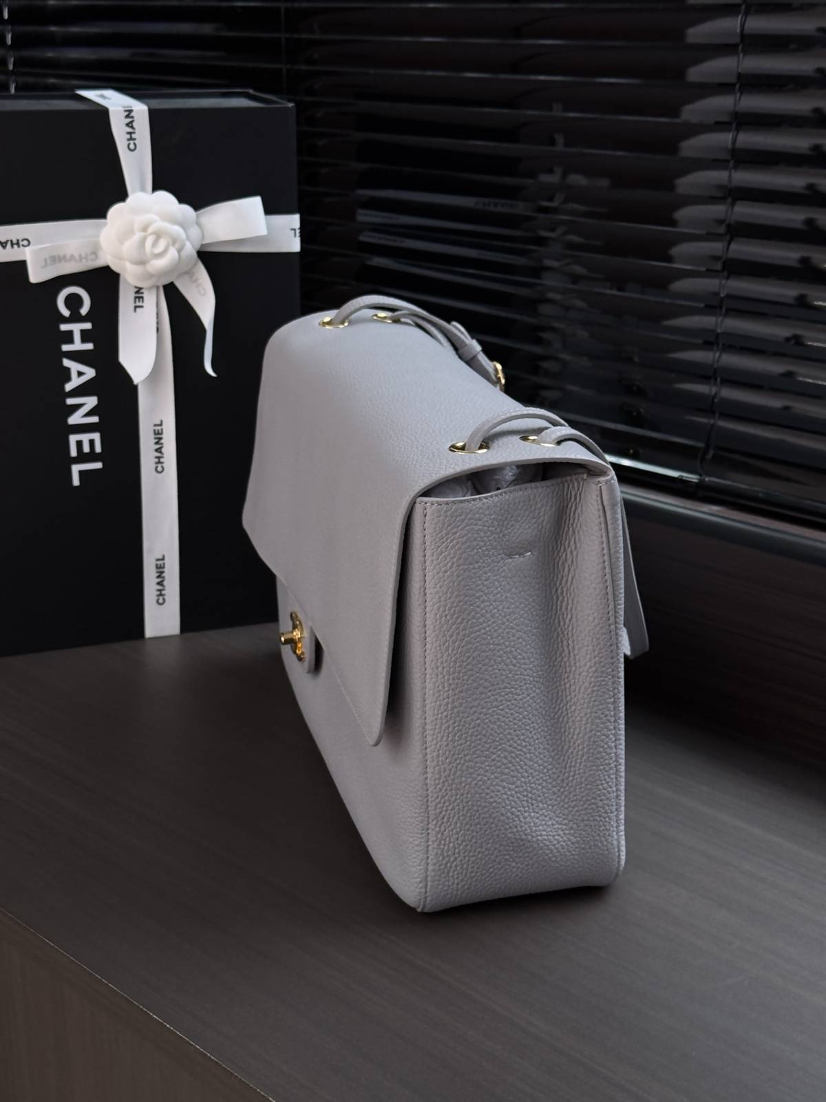 シャネル CHANEL マトラッセ ラムスキン チェーンショルダーバッグ ゴールド金具 グレー レディース - 画像 9