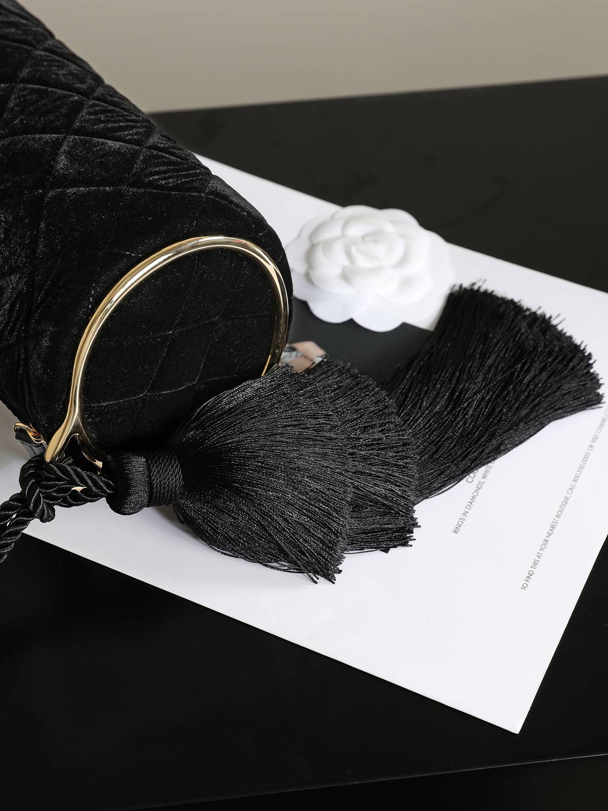 シャネル CHANEL ベロア チェーンショルダー バニティバッグ ターンロック ゴールド金具 ブラック レディース - 画像 5