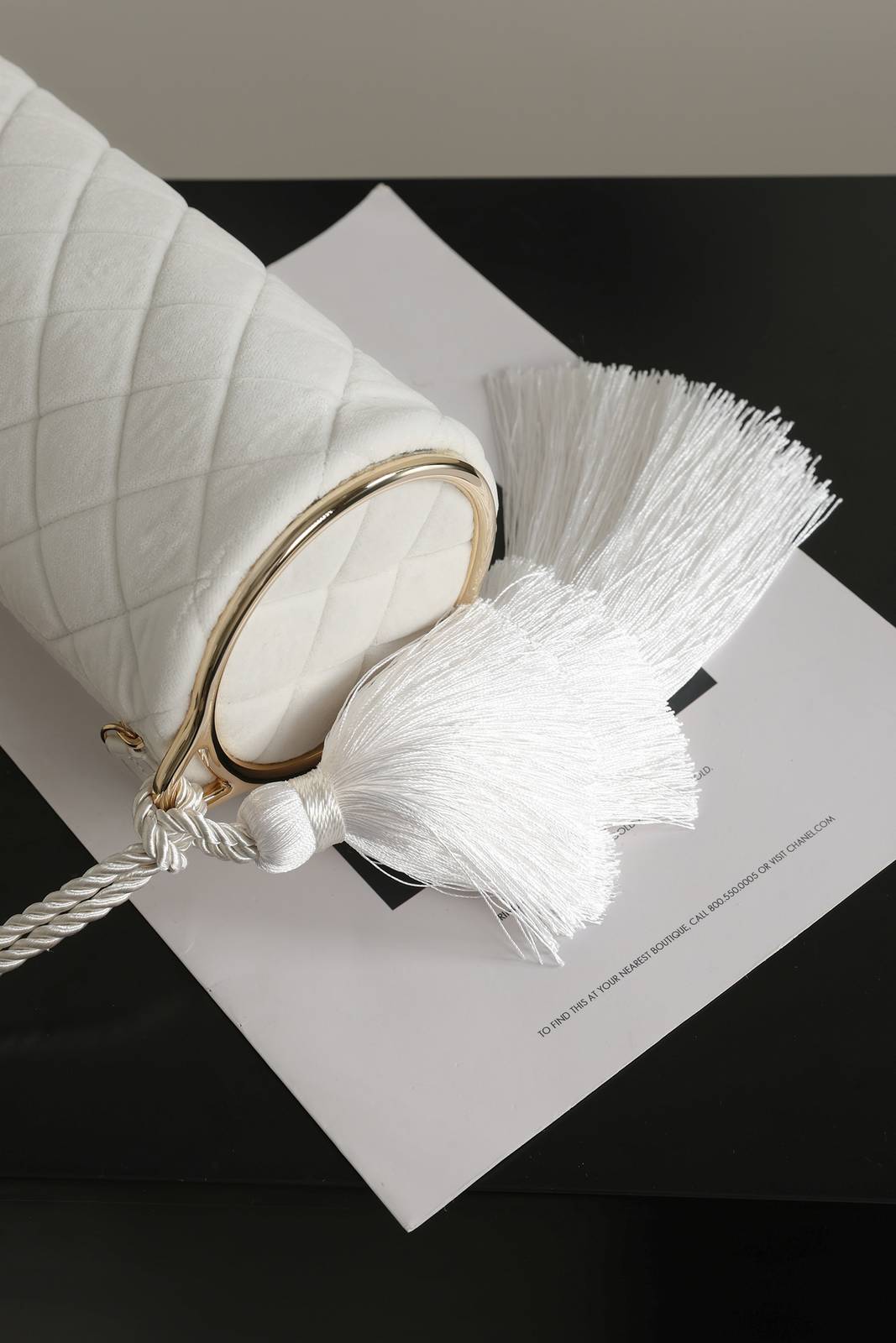 シャネル CHANEL ベロア チェーンショルダー バニティバッグ ターンロック ゴールド金具 ブラック レディース - 画像 15