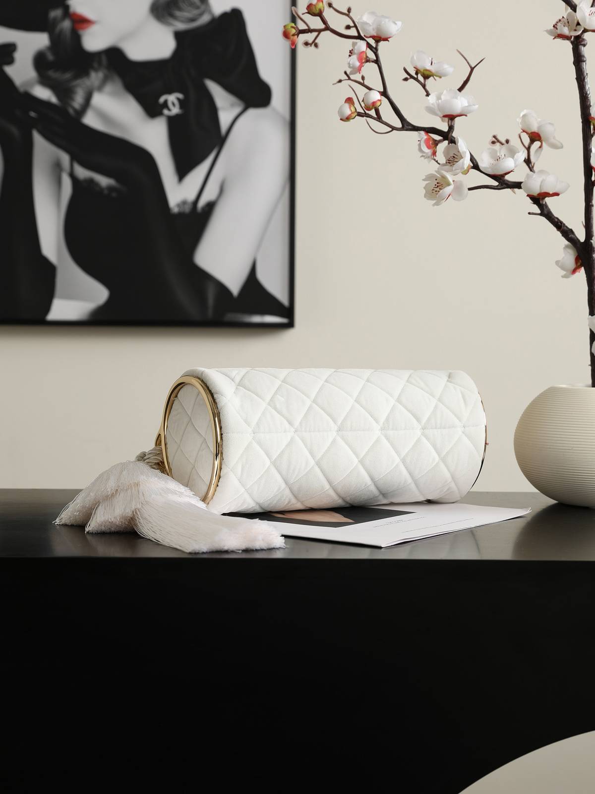 シャネル CHANEL ベロア チェーンショルダー バニティバッグ ターンロック ゴールド金具 ブラック レディース - 画像 16