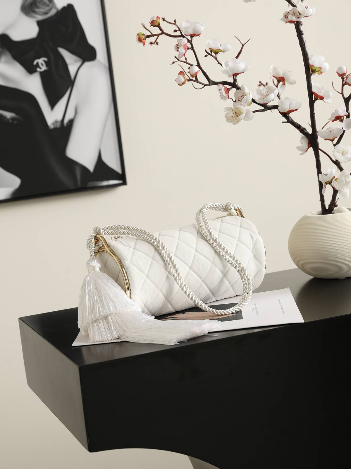シャネル CHANEL ベロア チェーンショルダー バニティバッグ ターンロック ゴールド金具 ブラック レディース - 画像 17