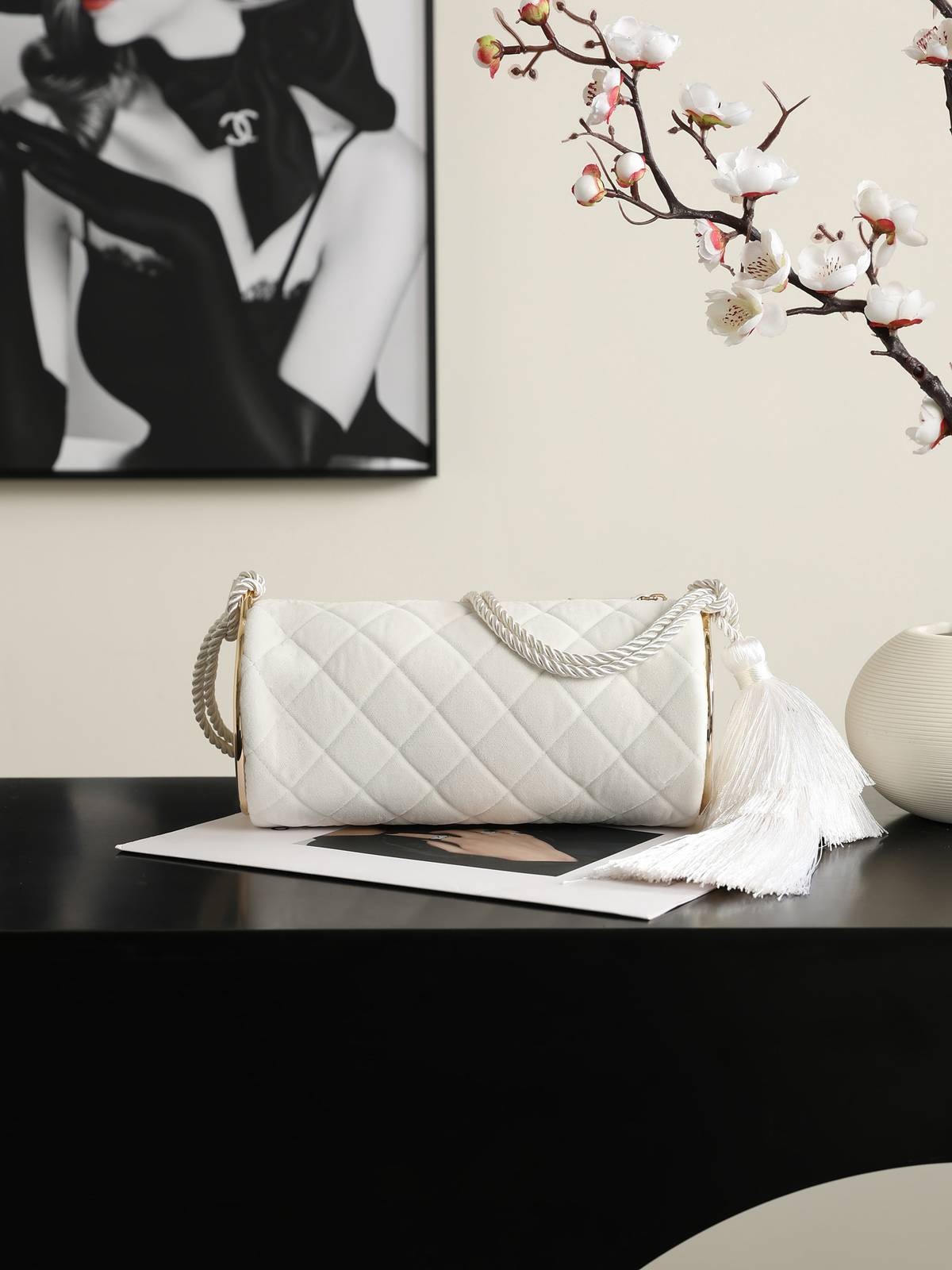 シャネル CHANEL ベロア チェーンショルダー バニティバッグ ターンロック ゴールド金具 ブラック レディース - 画像 20