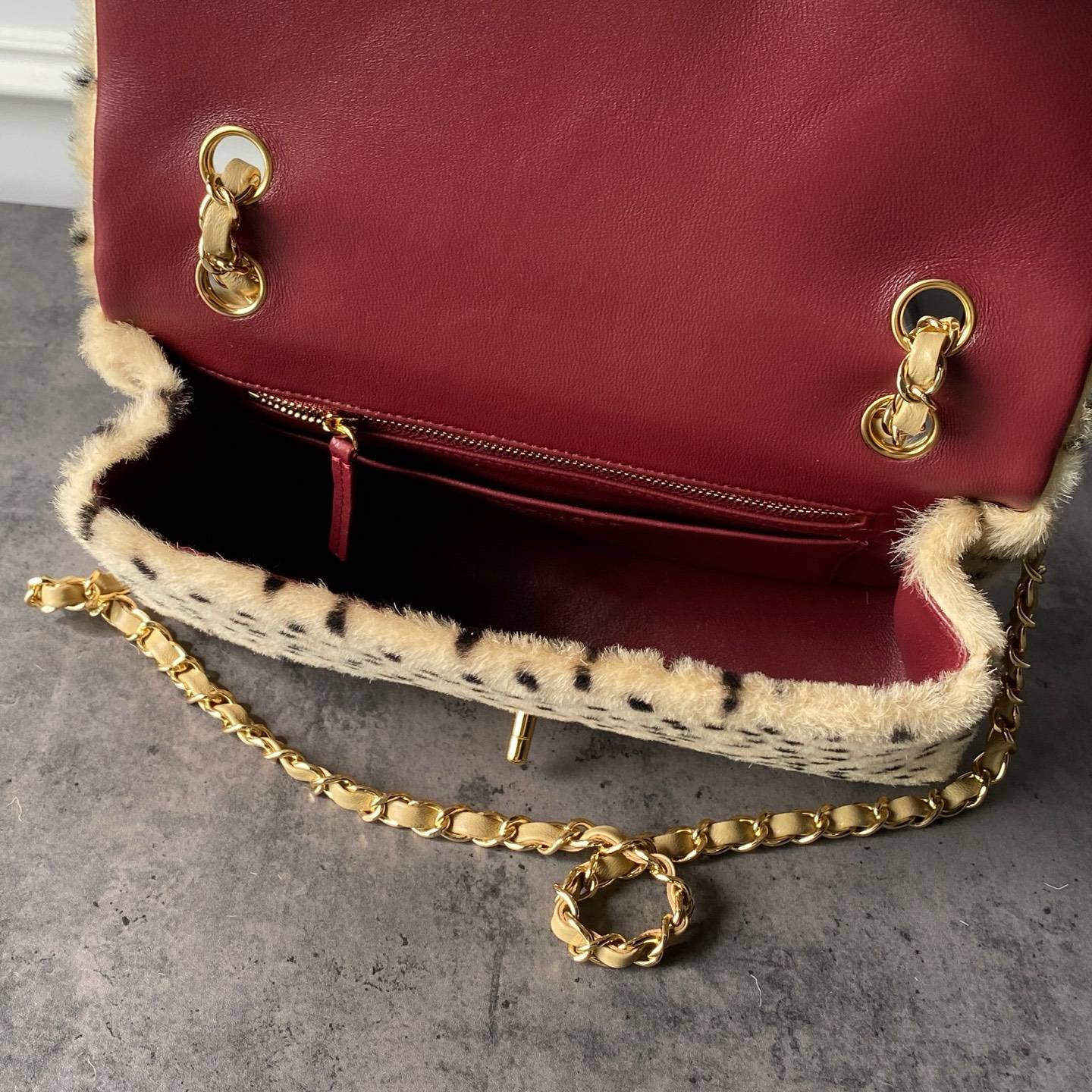 シャネル CHANEL CF ファー ポルカドット フラップバッグ ゴールド金具 ターンロック チェーンショルダー - 画像 3