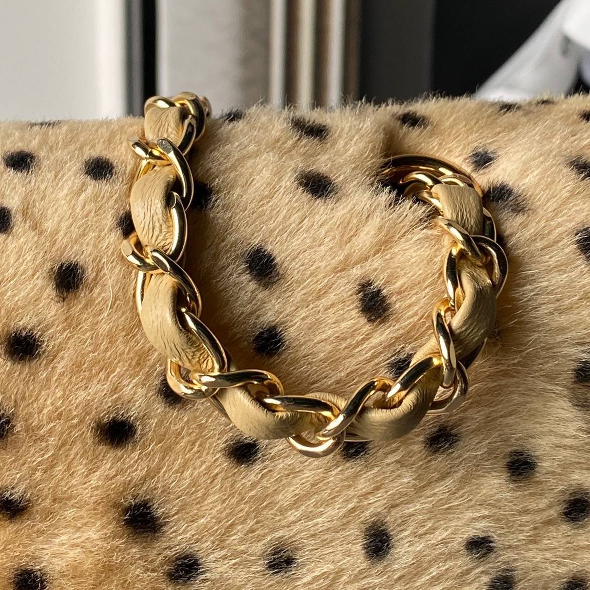 シャネル CHANEL CF ファー ポルカドット フラップバッグ ゴールド金具 ターンロック チェーンショルダー - 画像 7
