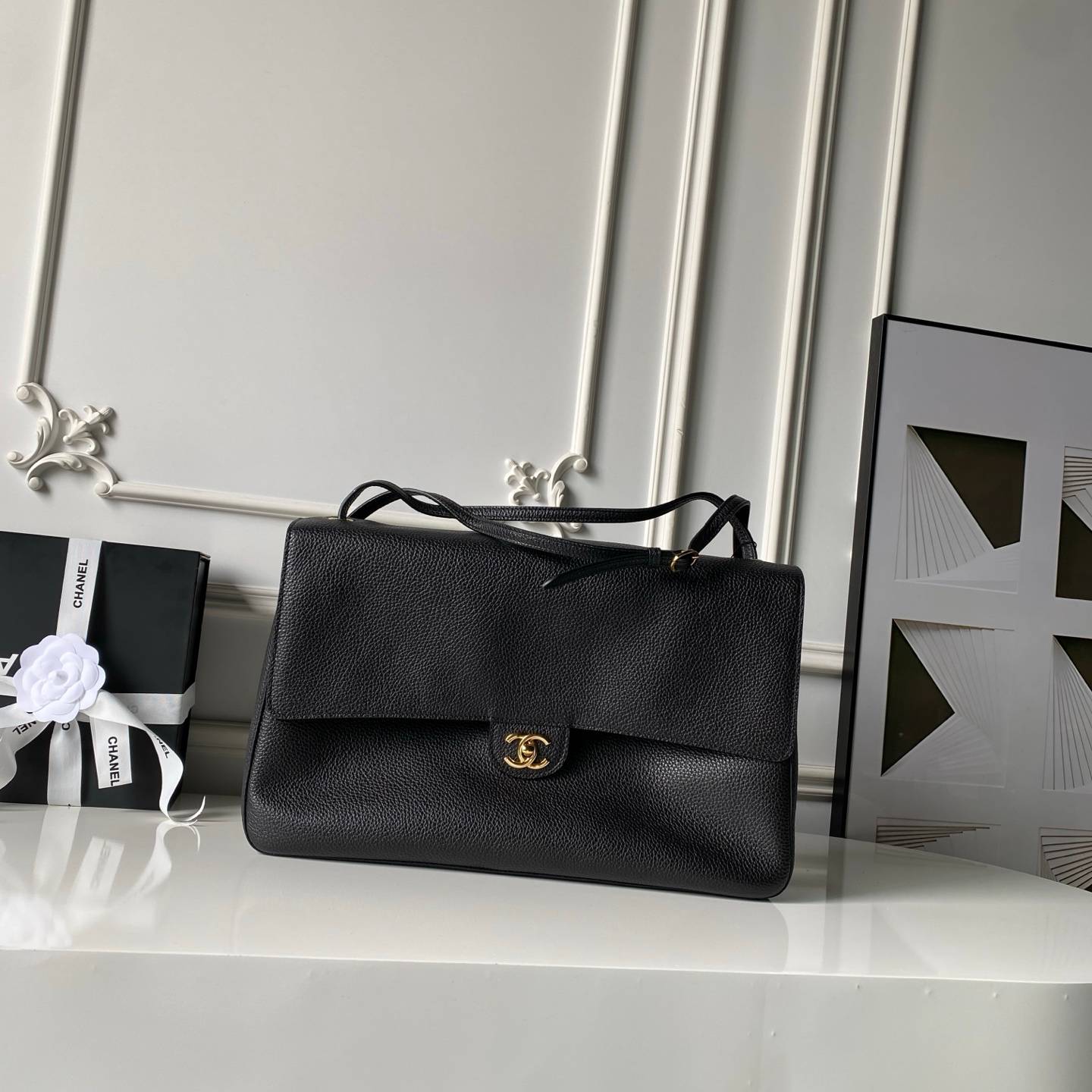 シャネル CHANEL マトラッセ チェーンショルダーバッグ キャビアスキン ゴールド金具 レディース ブラック ベージ - 画像 10