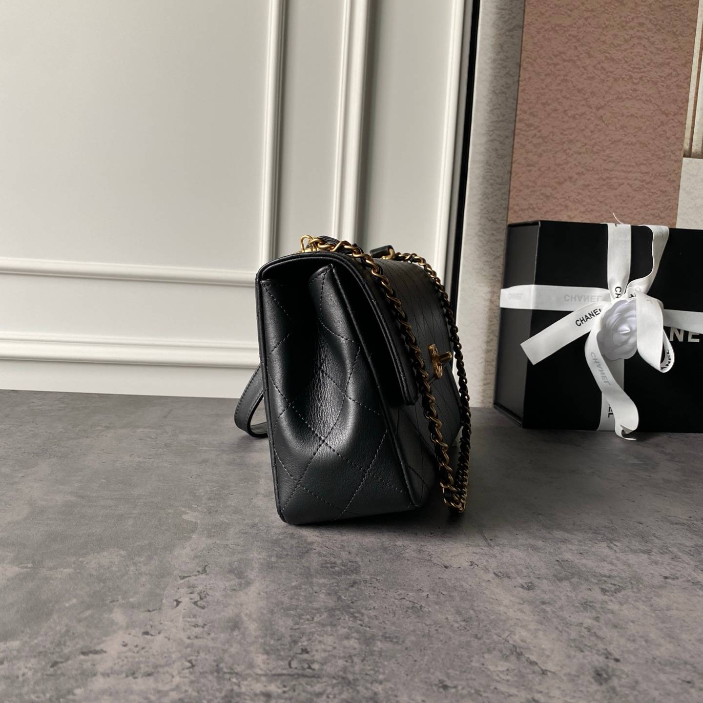 シャネル CHANEL マトラッセ ブラック キャビアスキン チェーンショルダーバッグ ゴールド金具 レディース - 画像 6