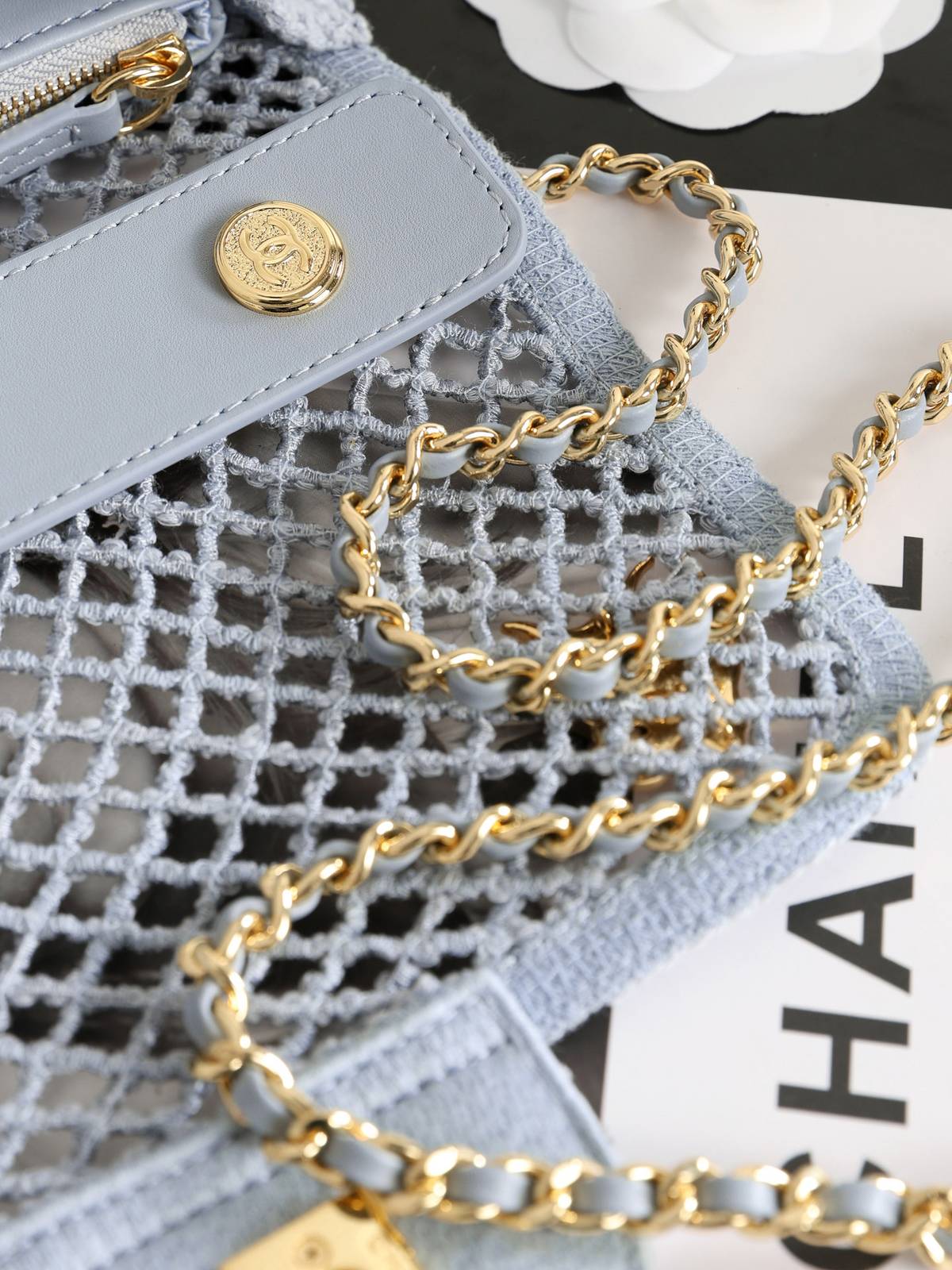 シャネル CHANEL マトラッセ チェーンショルダーバッグ キャビアスキン ゴールド金具 レディース ネイビー - 画像 2