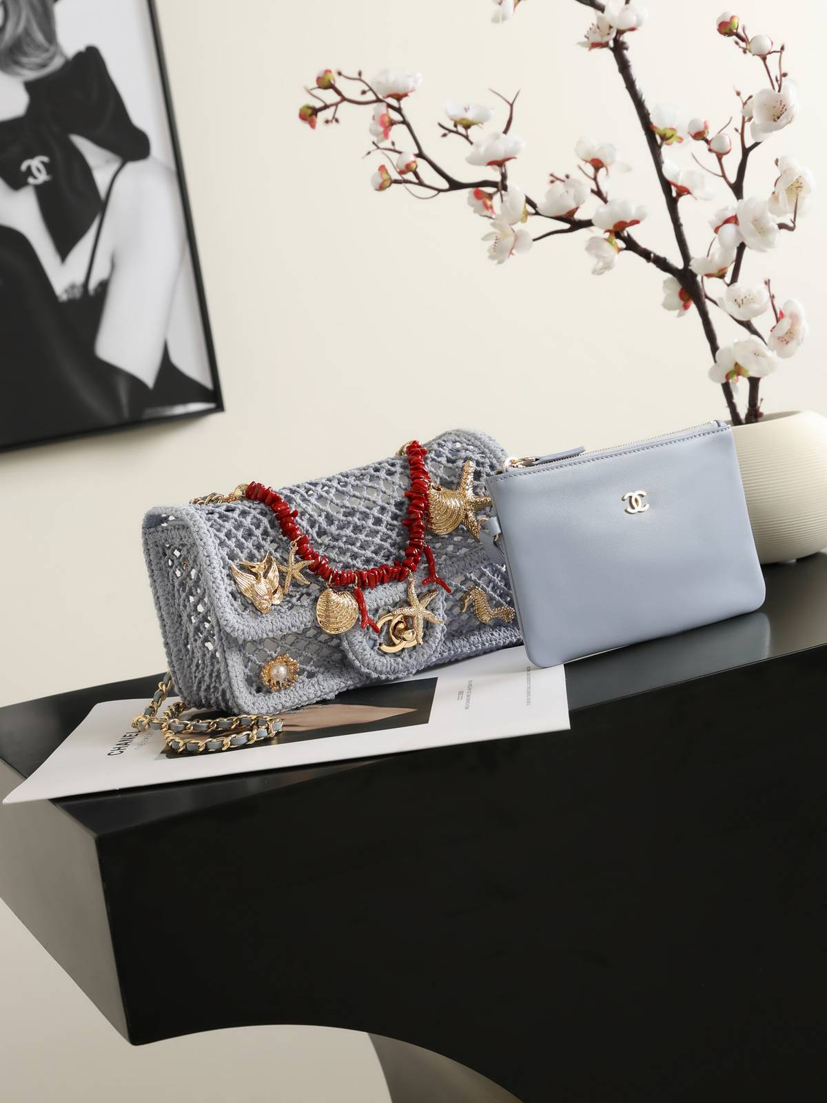 シャネル CHANEL マトラッセ チェーンショルダーバッグ キャビアスキン ゴールド金具 レディース ネイビー - 画像 6