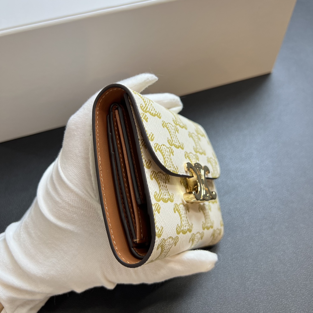 CELINE セリーヌ キャメル色 イタリア製 プリント ポーチ クラッチ ウォレット 💼 - 画像 4