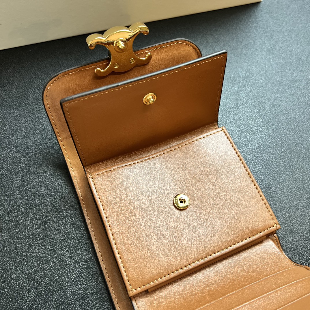 CELINE セリーヌ ワallet ミニ イエロー 茶色 レザー キャンバス ミニ財布 2色 🐎 - 画像 7