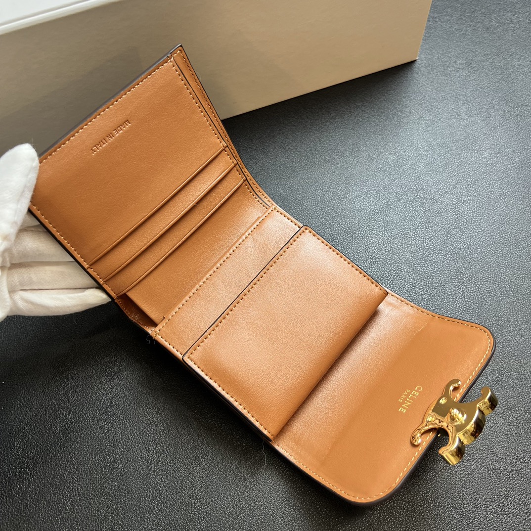 CELINE セリーヌ ワallet ミニ イエロー 茶色 レザー キャンバス ミニ財布 2色 🐎 - 画像 9