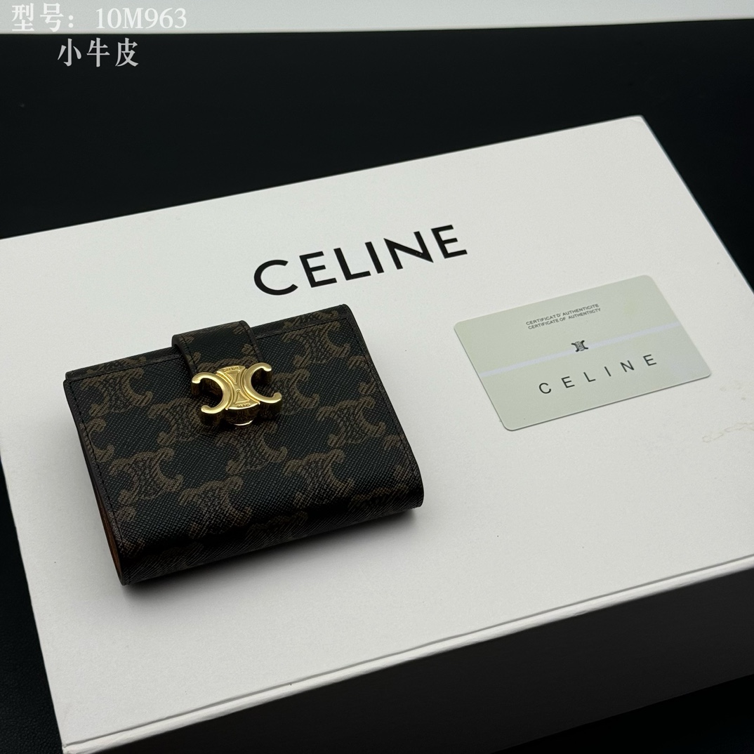 セリーヌ ロゴプリント 財布 10M963 ブラック ゴールド金具 🧳