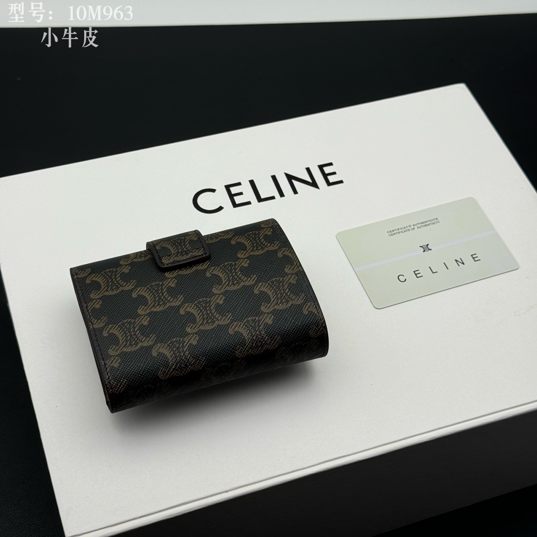 セリーヌ ロゴプリント 財布 10M963 ブラック ゴールド金具 🧳 - 画像 2