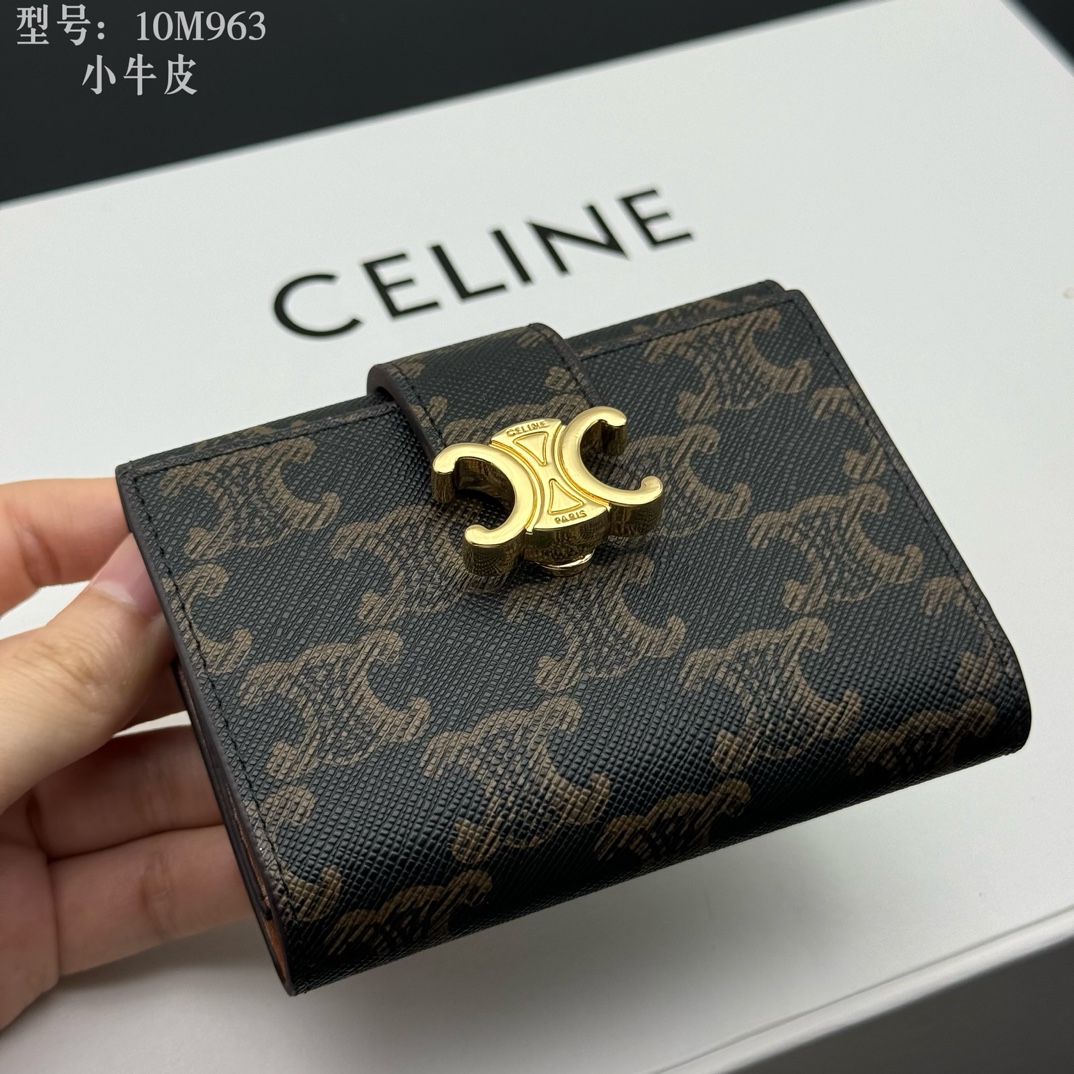 セリーヌ ロゴプリント 財布 10M963 ブラック ゴールド金具 🧳 - 画像 5