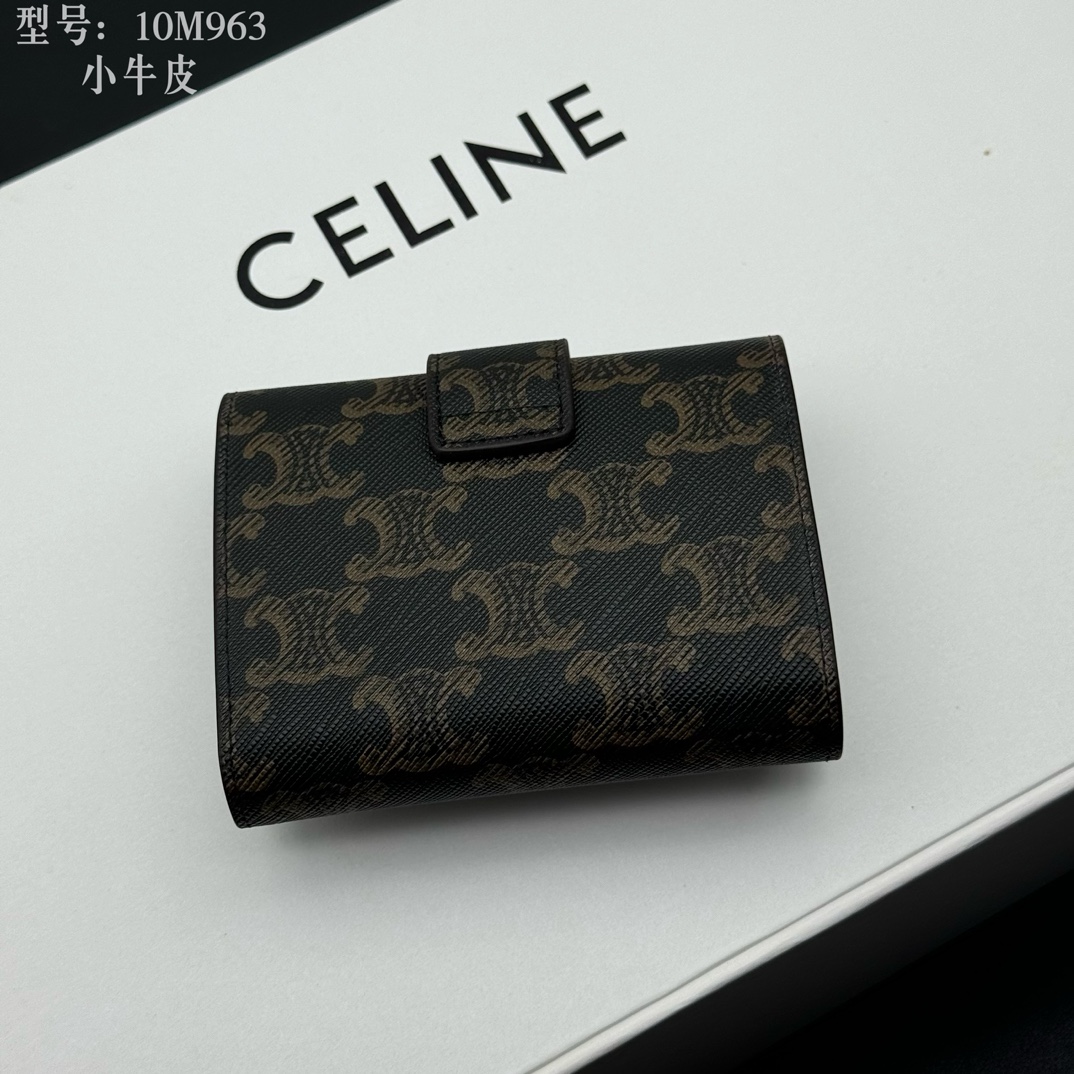 セリーヌ ロゴプリント 財布 10M963 ブラック ゴールド金具 🧳 - 画像 7