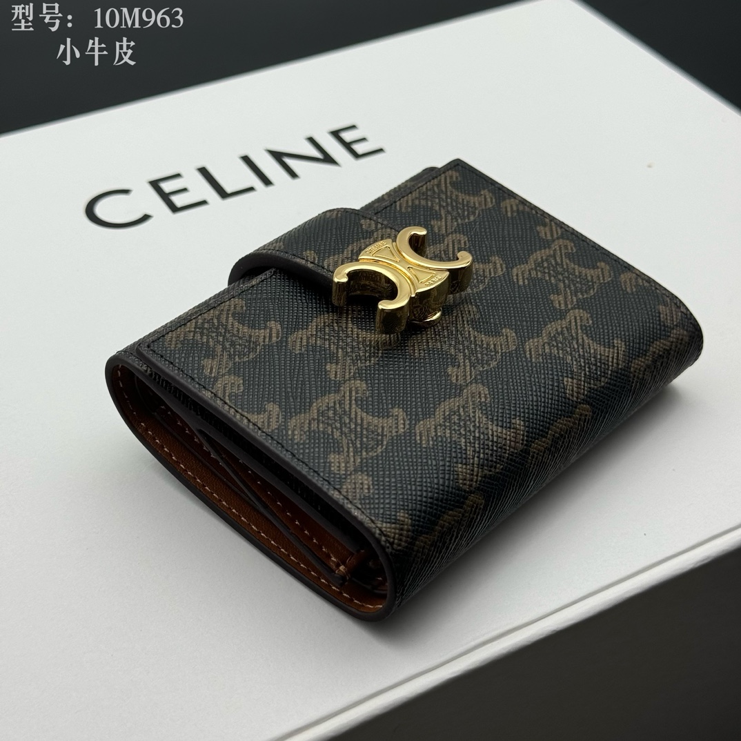 セリーヌ ロゴプリント 財布 10M963 ブラック ゴールド金具 🧳 - 画像 9
