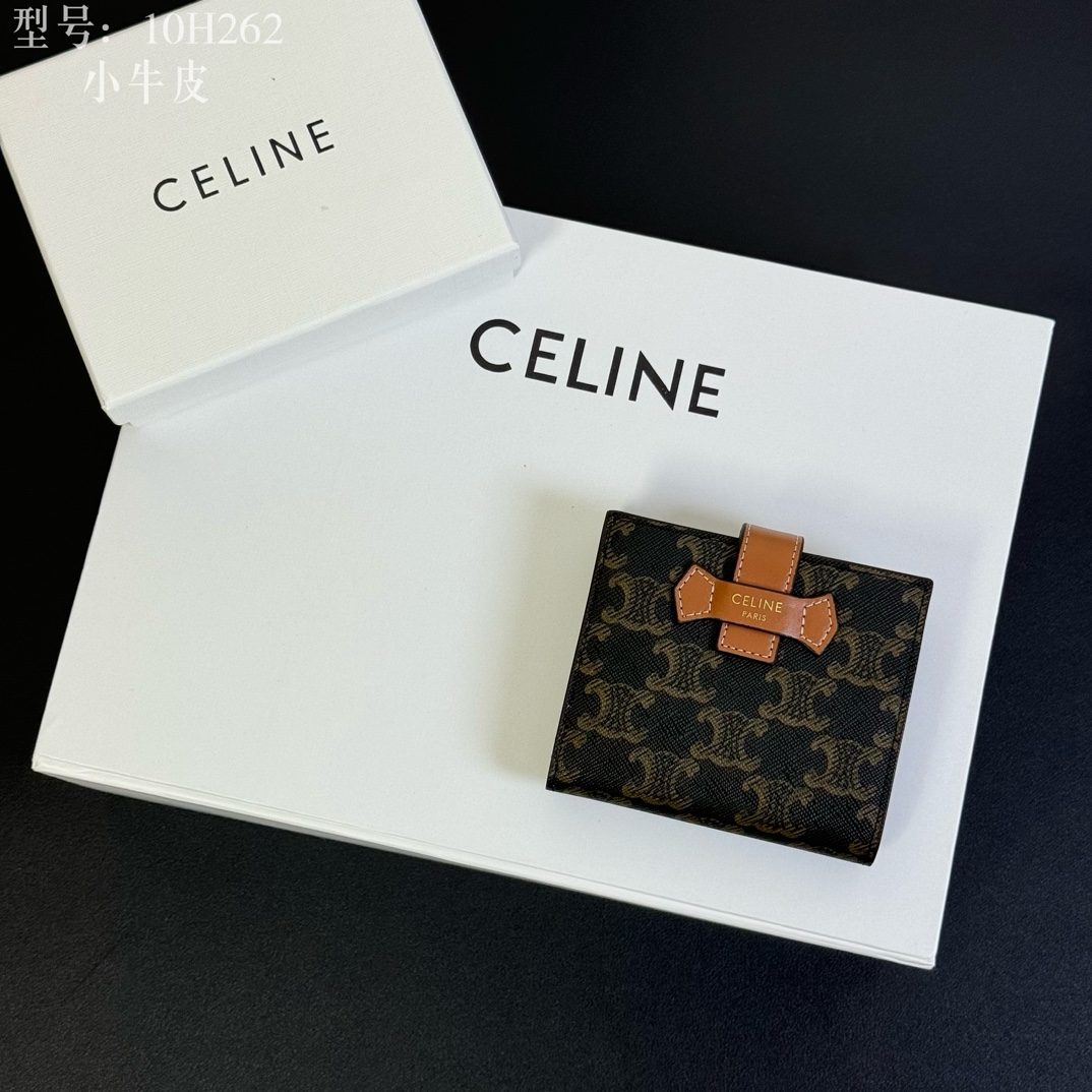 CELINE セリーヌ ミニ財布 ミニウォレット 10H262 ブラウン ブラック 二つ折り 財布 📱