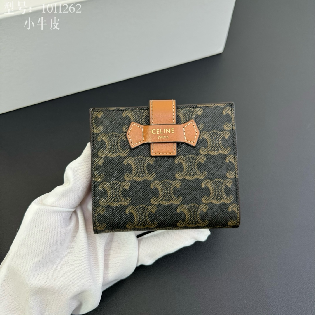 CELINE セリーヌ ミニ財布 ミニウォレット 10H262 ブラウン ブラック 二つ折り 財布 📱 - 画像 3