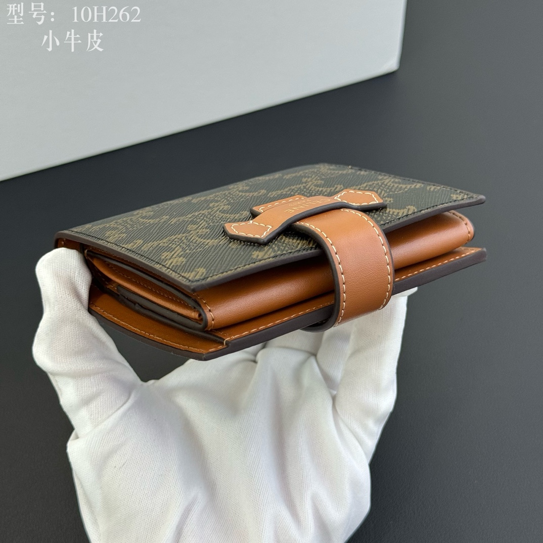 CELINE セリーヌ ミニ財布 ミニウォレット 10H262 ブラウン ブラック 二つ折り 財布 📱 - 画像 5