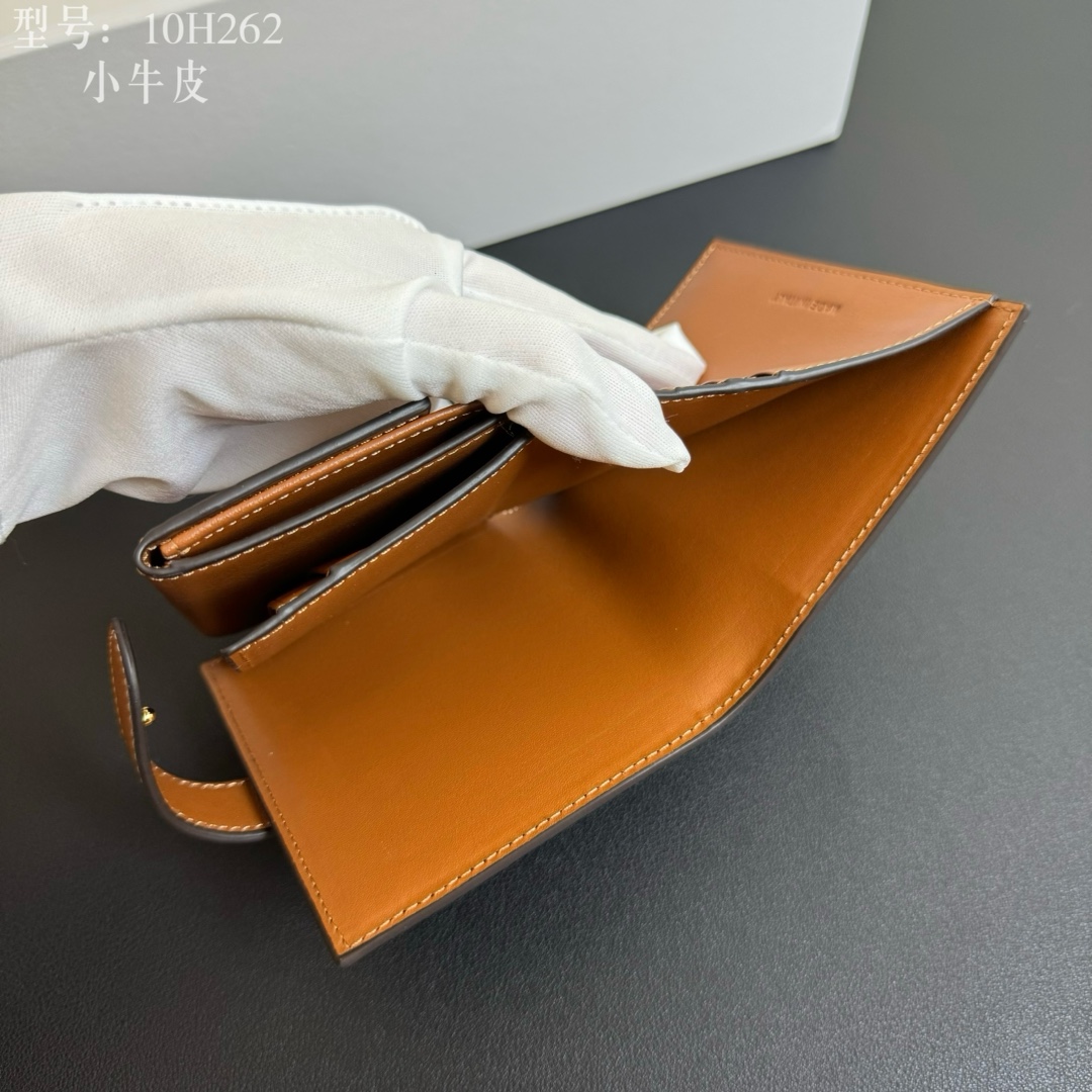 CELINE セリーヌ ミニ財布 ミニウォレット 10H262 ブラウン ブラック 二つ折り 財布 📱 - 画像 9