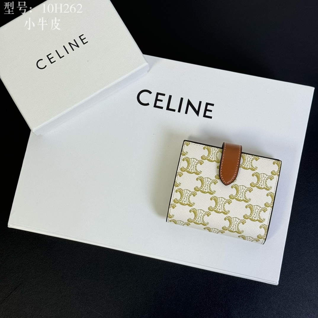 CELINE ミニウォレット 長財布 二つ折り ベージュ×ブラウン 10H262 🧡 - 画像 2