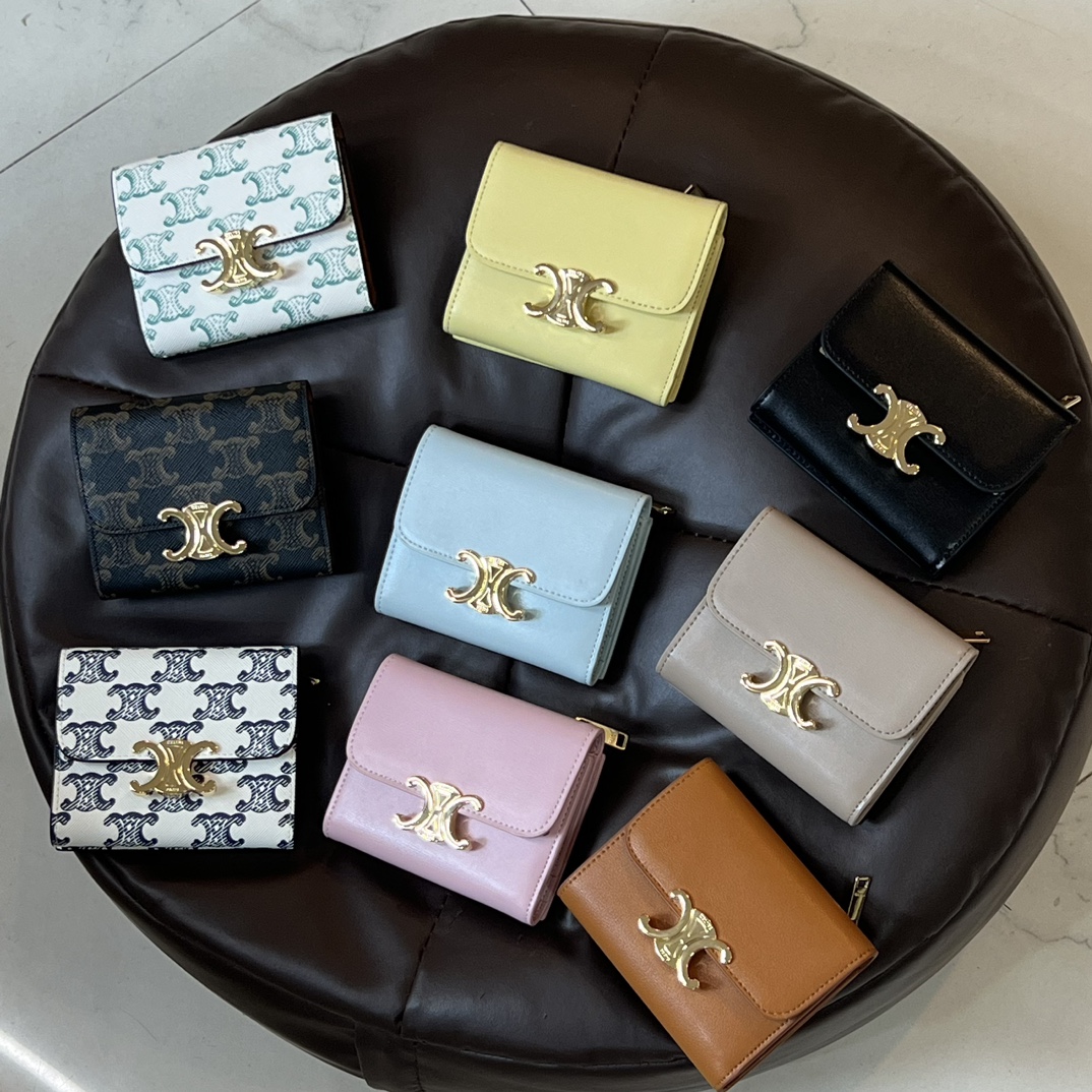 CELINE セリーヌ ミニ財布 8色入 レザー 財布 シャンパンゴールド ファッションアイテム 💼