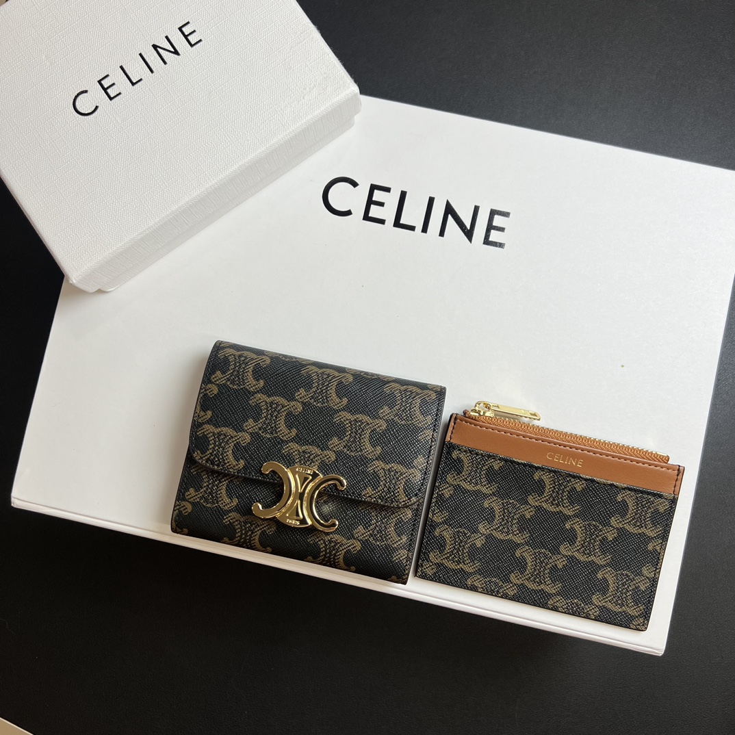 CELINE セリーヌ キャンバス マネークリップ ロゴ デザイン 2点セット 🖤✨ - 画像 3